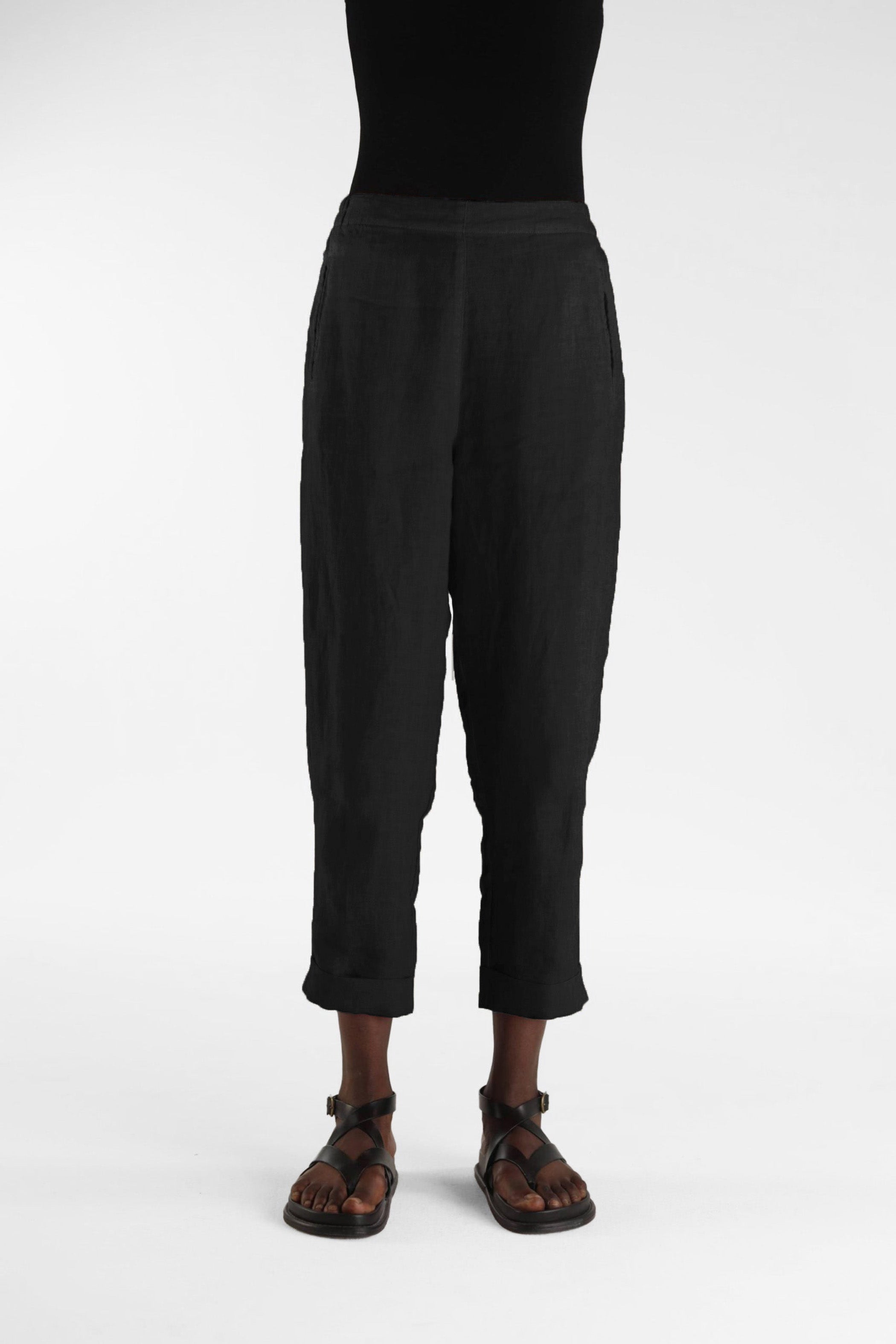 Elemente Clemente Slim Linen Pant in Black