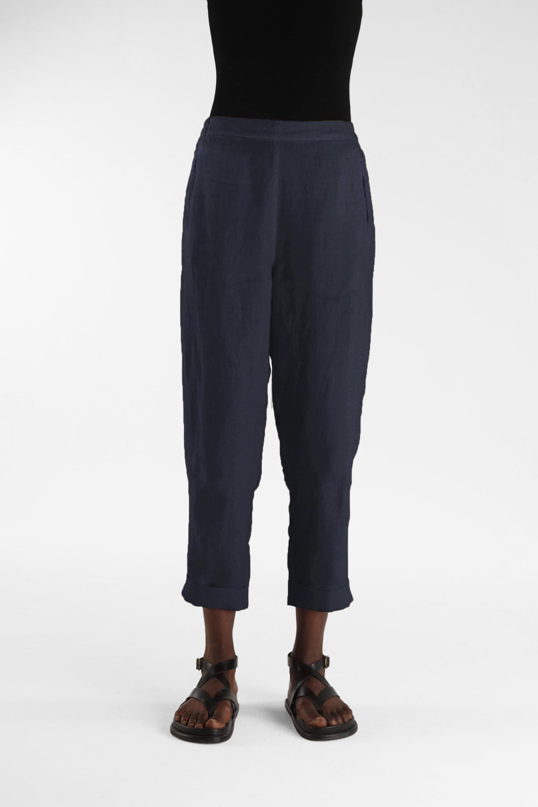 Elemente Clemente Slim Linen Pant in Deep Night