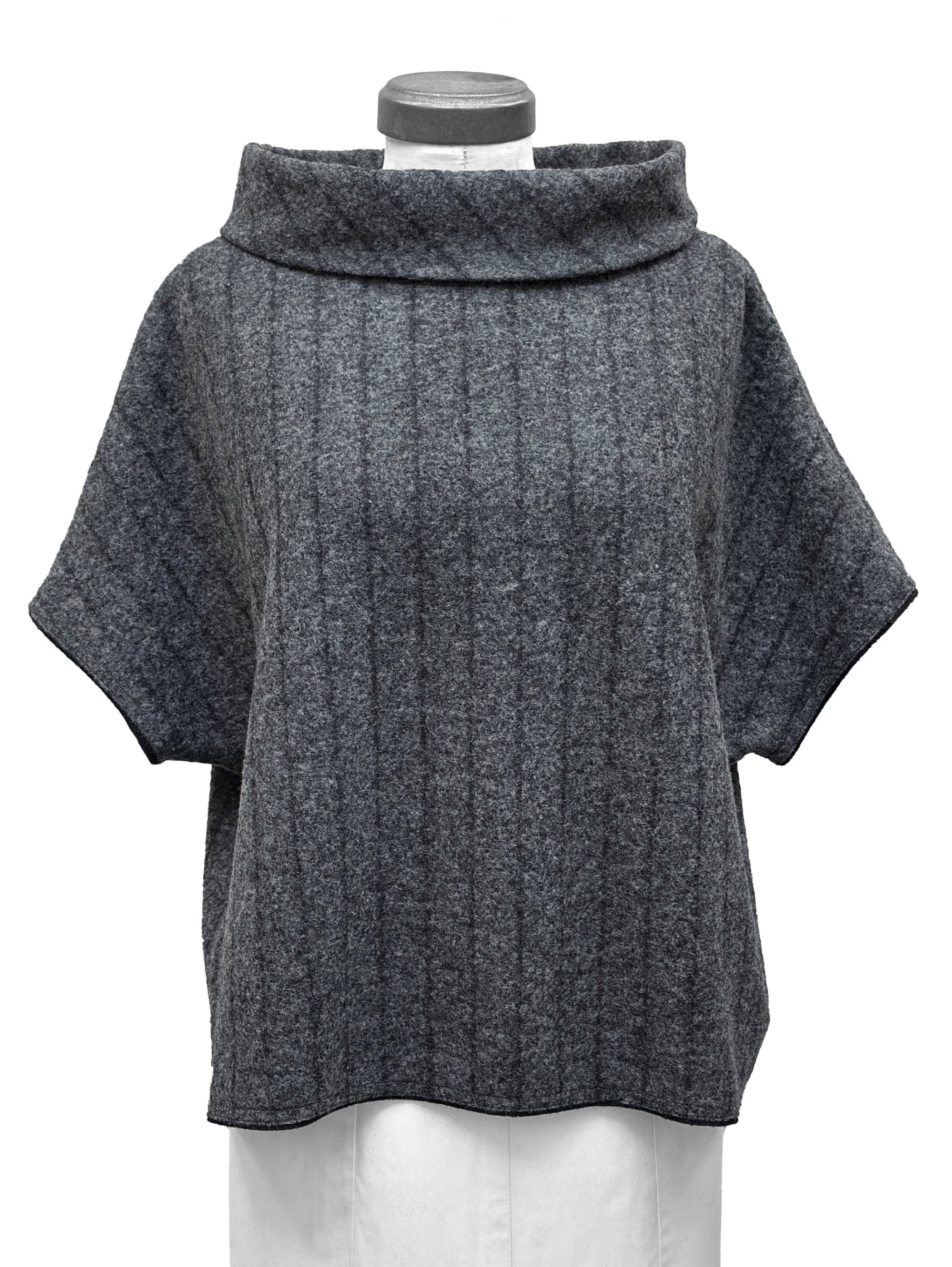 ELEMENTE CLEMENTE Striped Wool Blend Topper in Granite