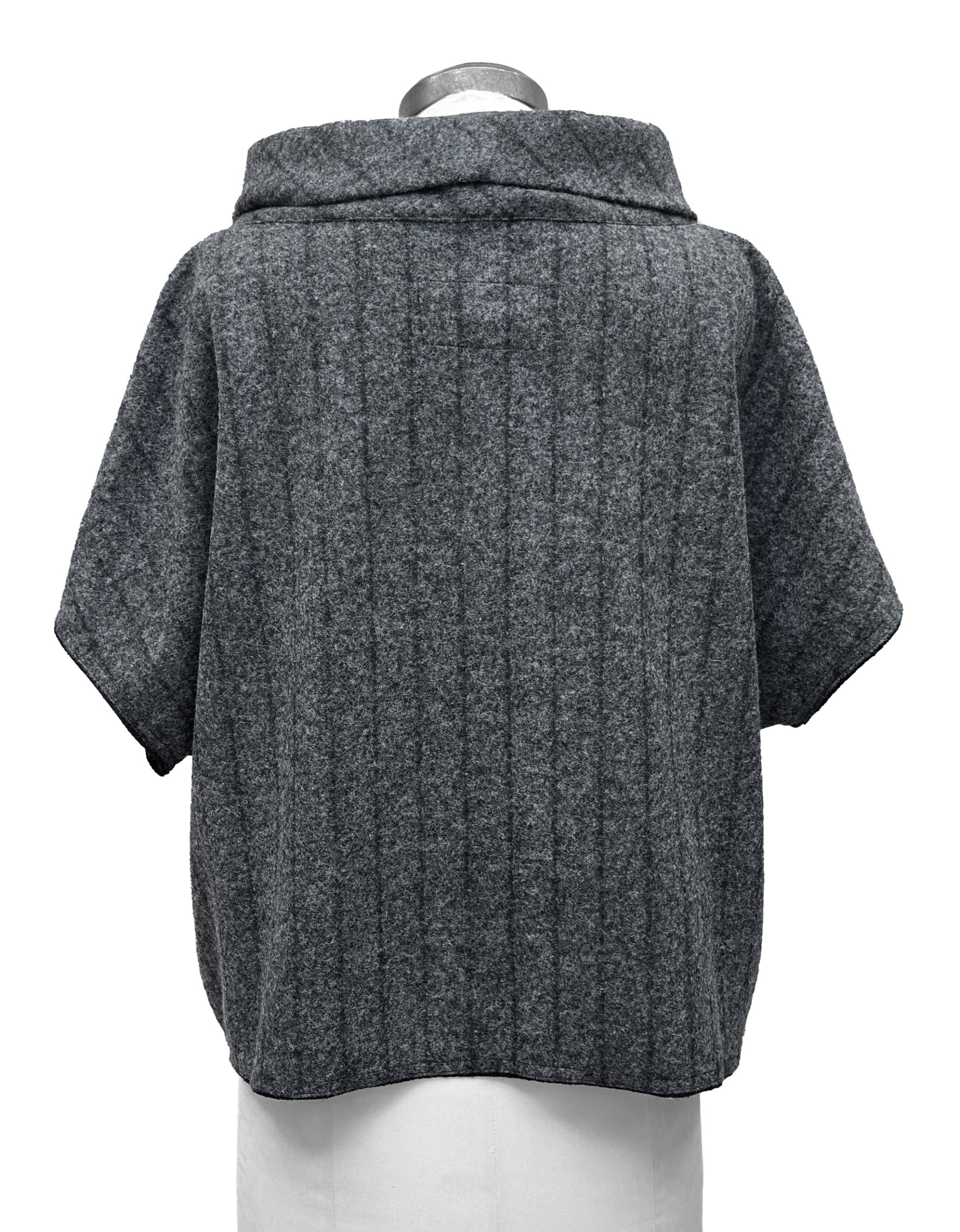 ELEMENTE CLEMENTE Striped Wool Blend Topper in Granite