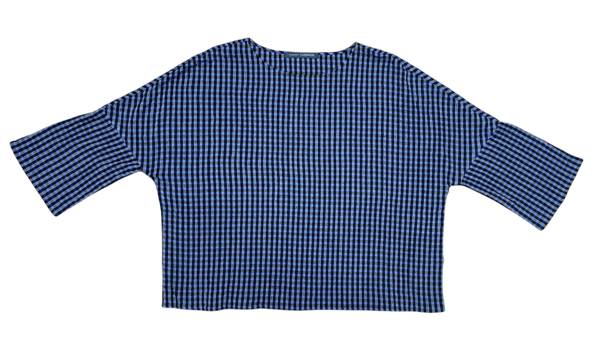 Elemente Clemente Boatneck Top in Blue Check