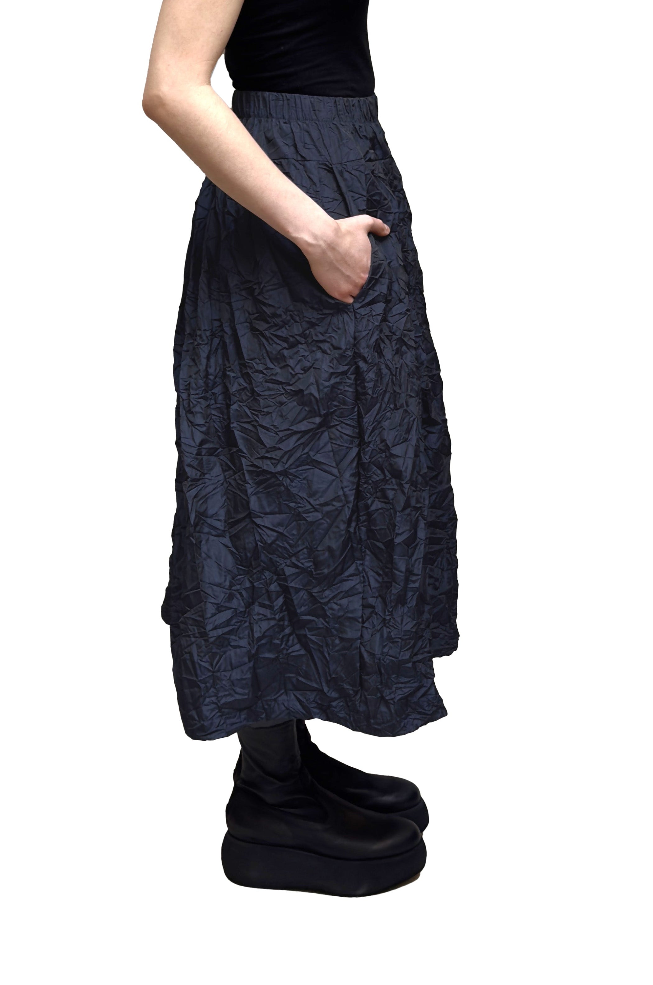 MAMA B Crinkled Skirt in Earth