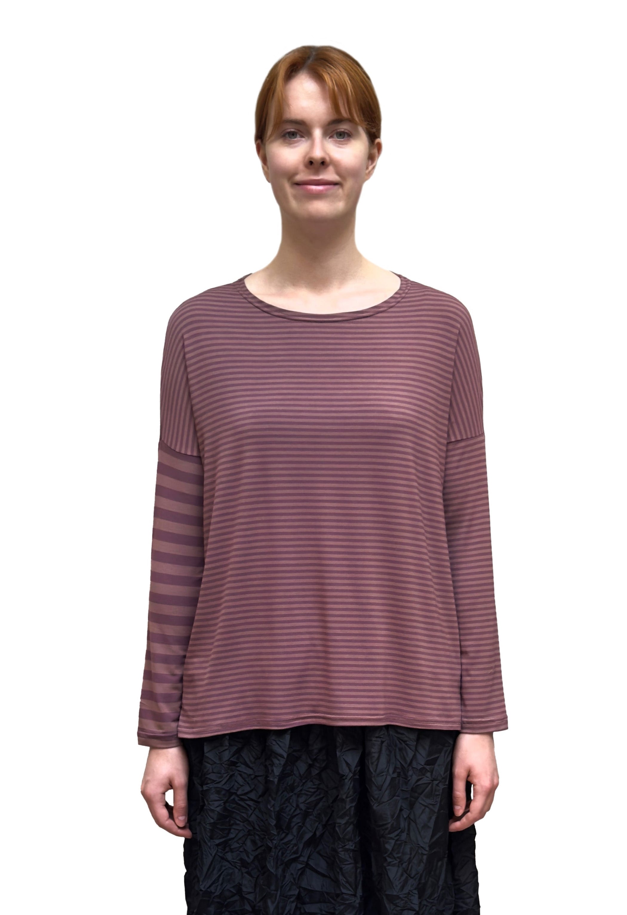 MAMA B Double Striped Tee in Dusky Pink Stripes