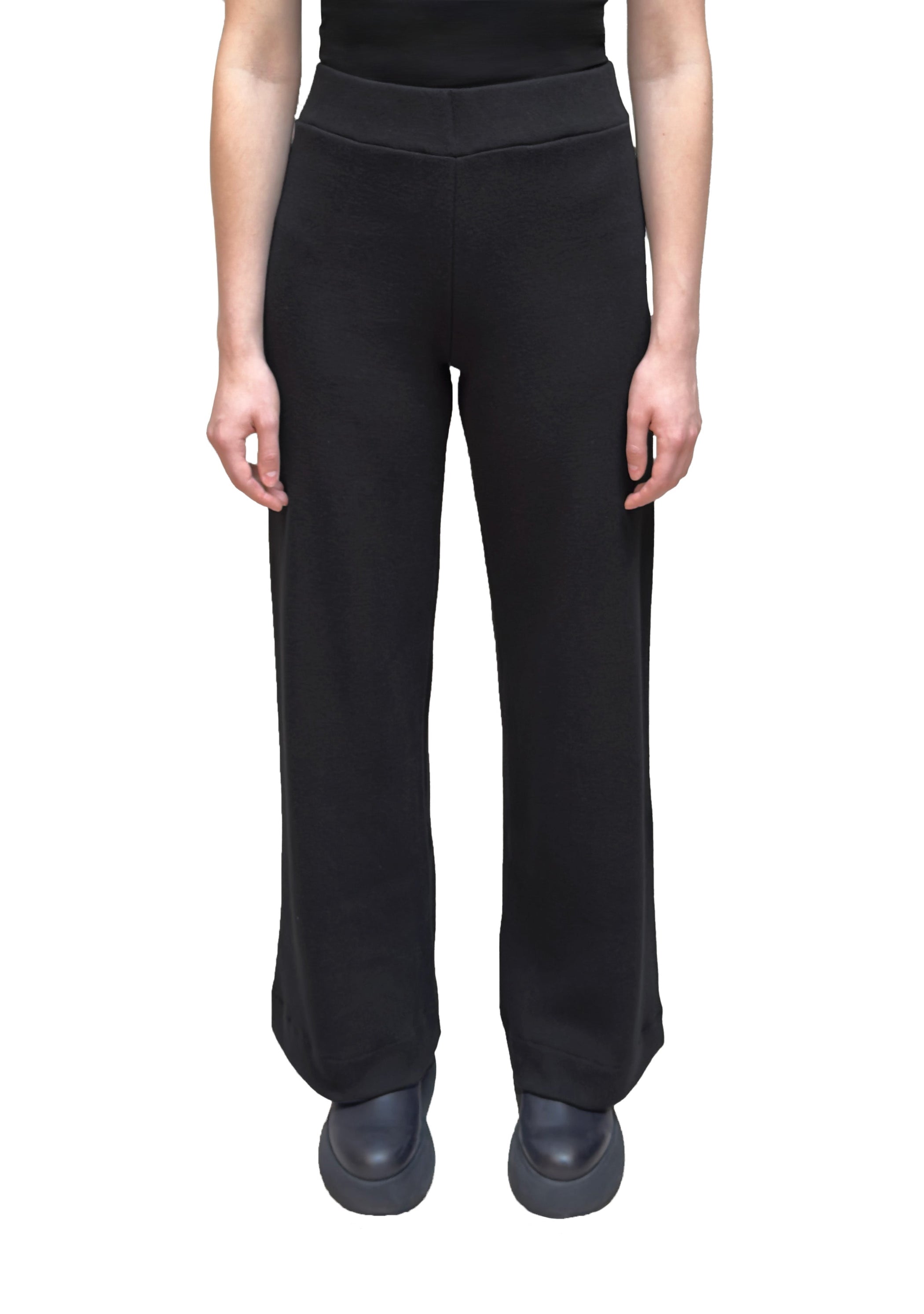 MAMA B Cozy Jacquard Long Wide Leg Pant in Black