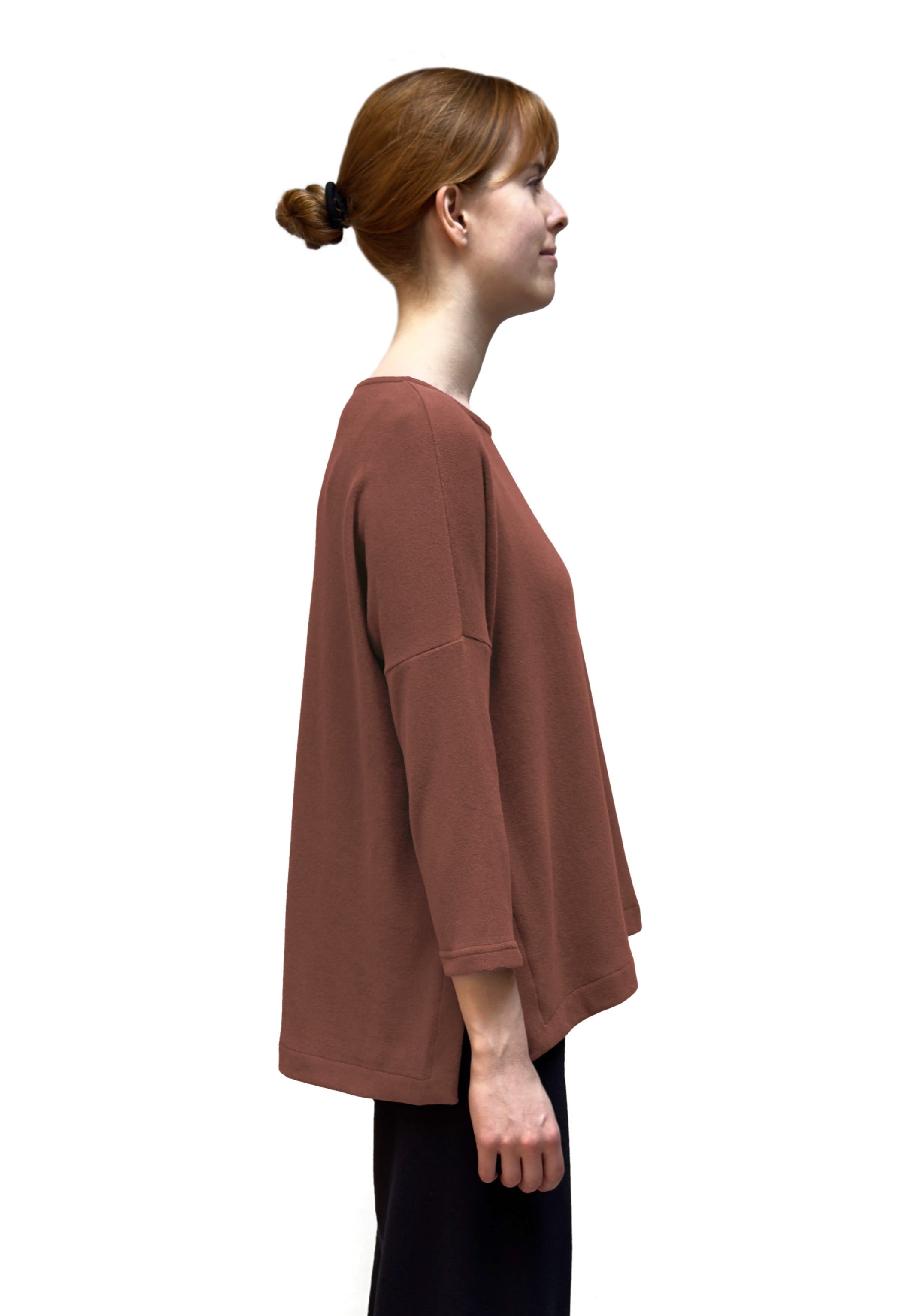 MAMA B Cozy Knit Slit Pullover in Umber