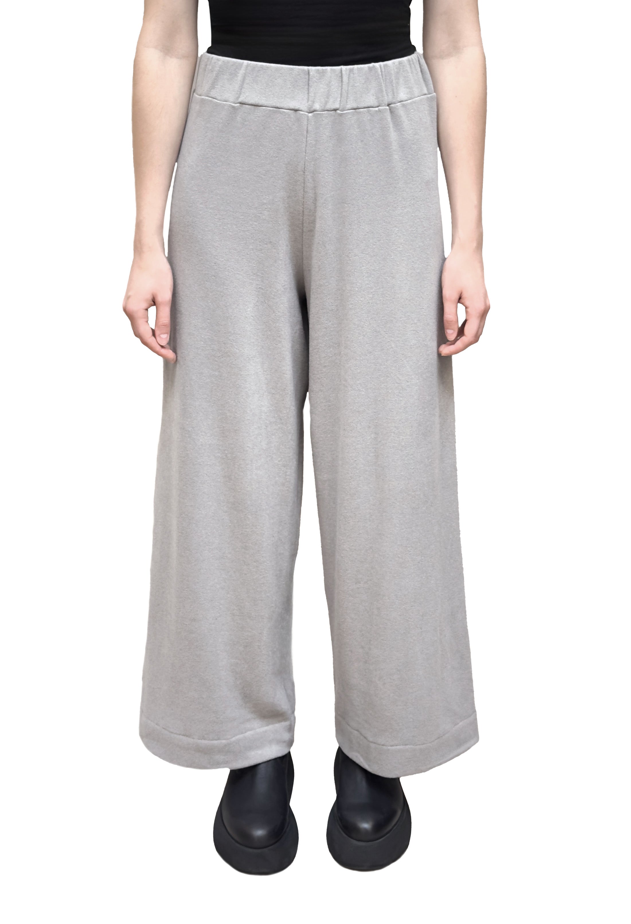 MAMA B Cozy Knit Long Wide Leg Pant in Fog