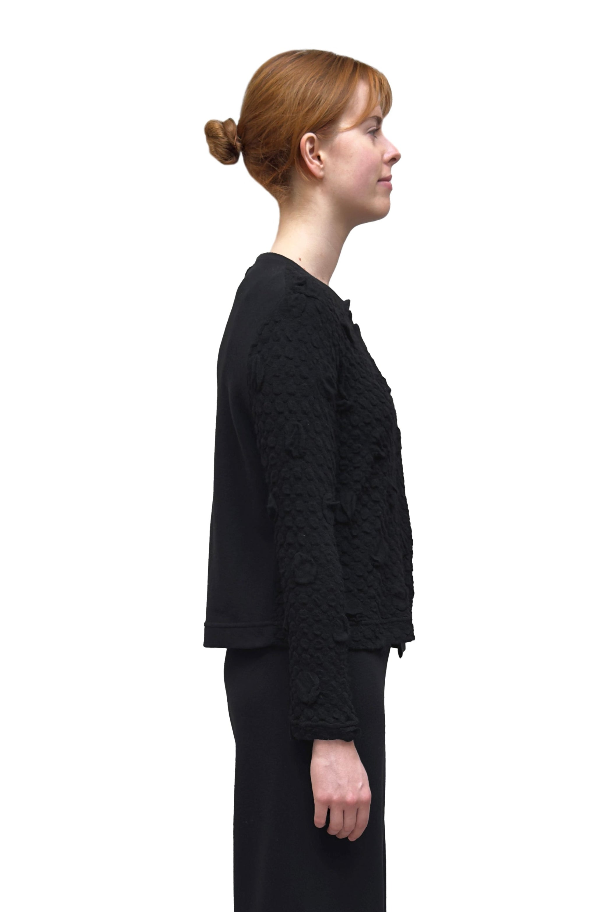 MAMA B Asymmetric Textured Pullover in Black