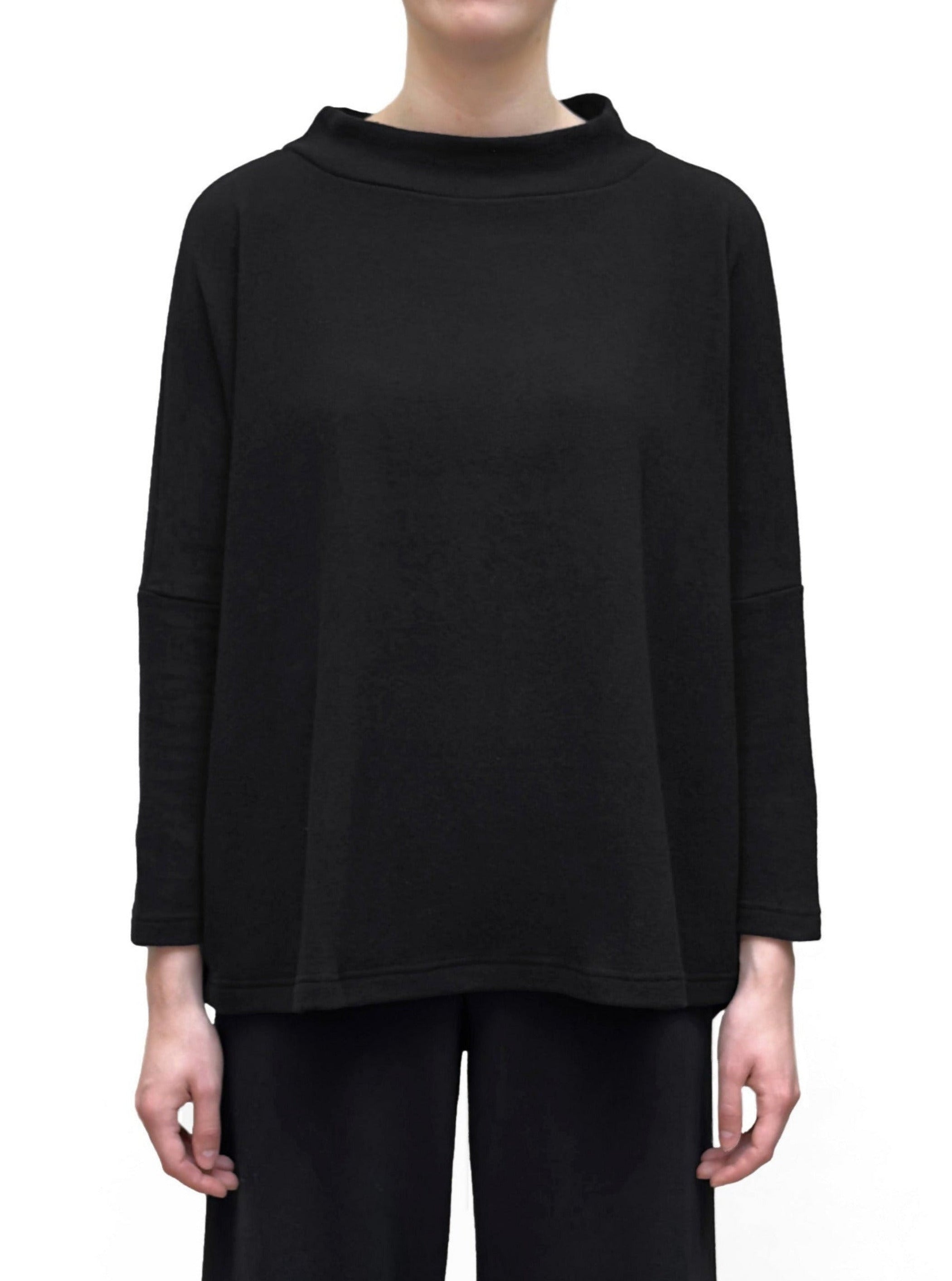 MAMA B Cozy Knit Mock Neck Onesize Pullover in Black