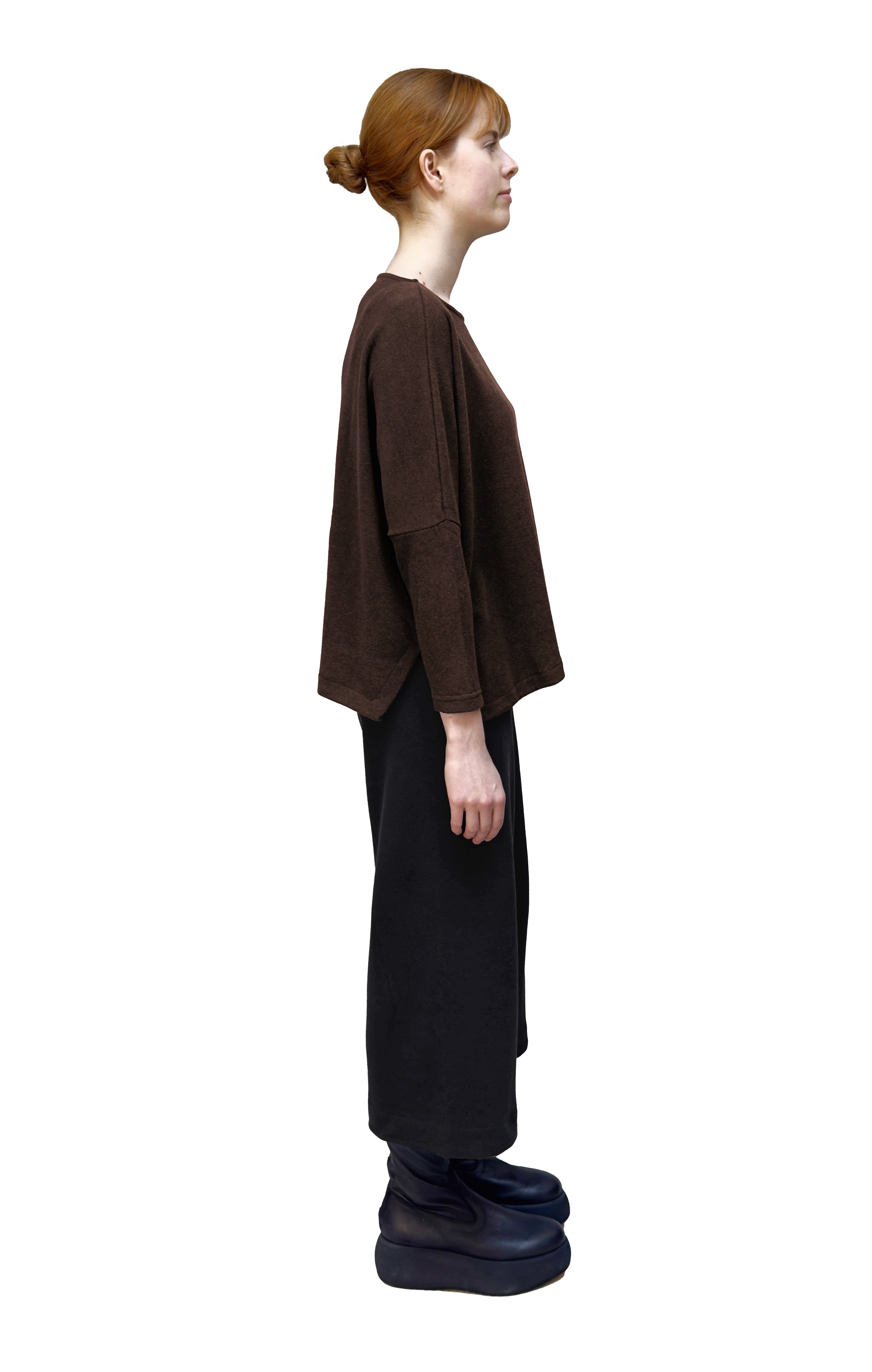 MAMA B Cozy Knit Boxy Round Neck Top in Black