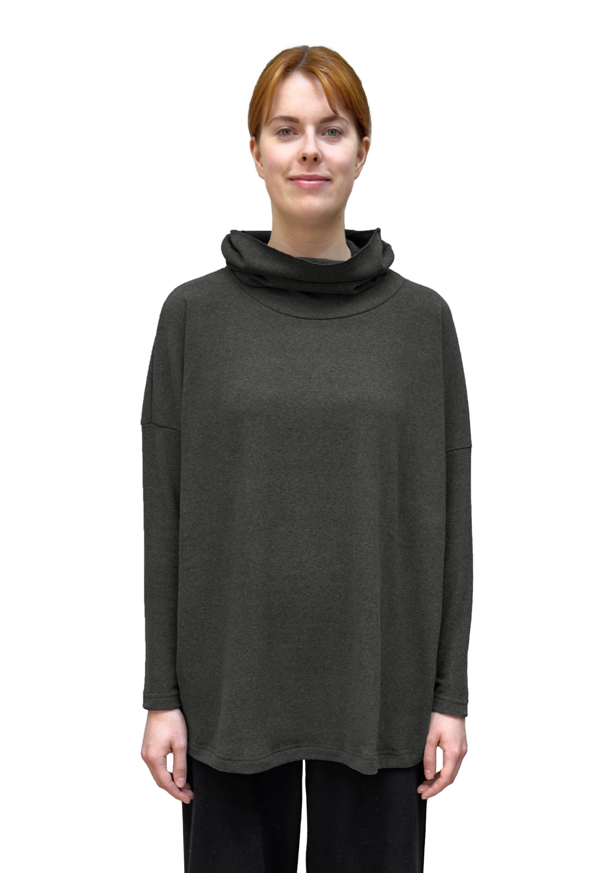 MAMA B Cozy Knit Onesize Cowl Sweater in Speckled Anthracite