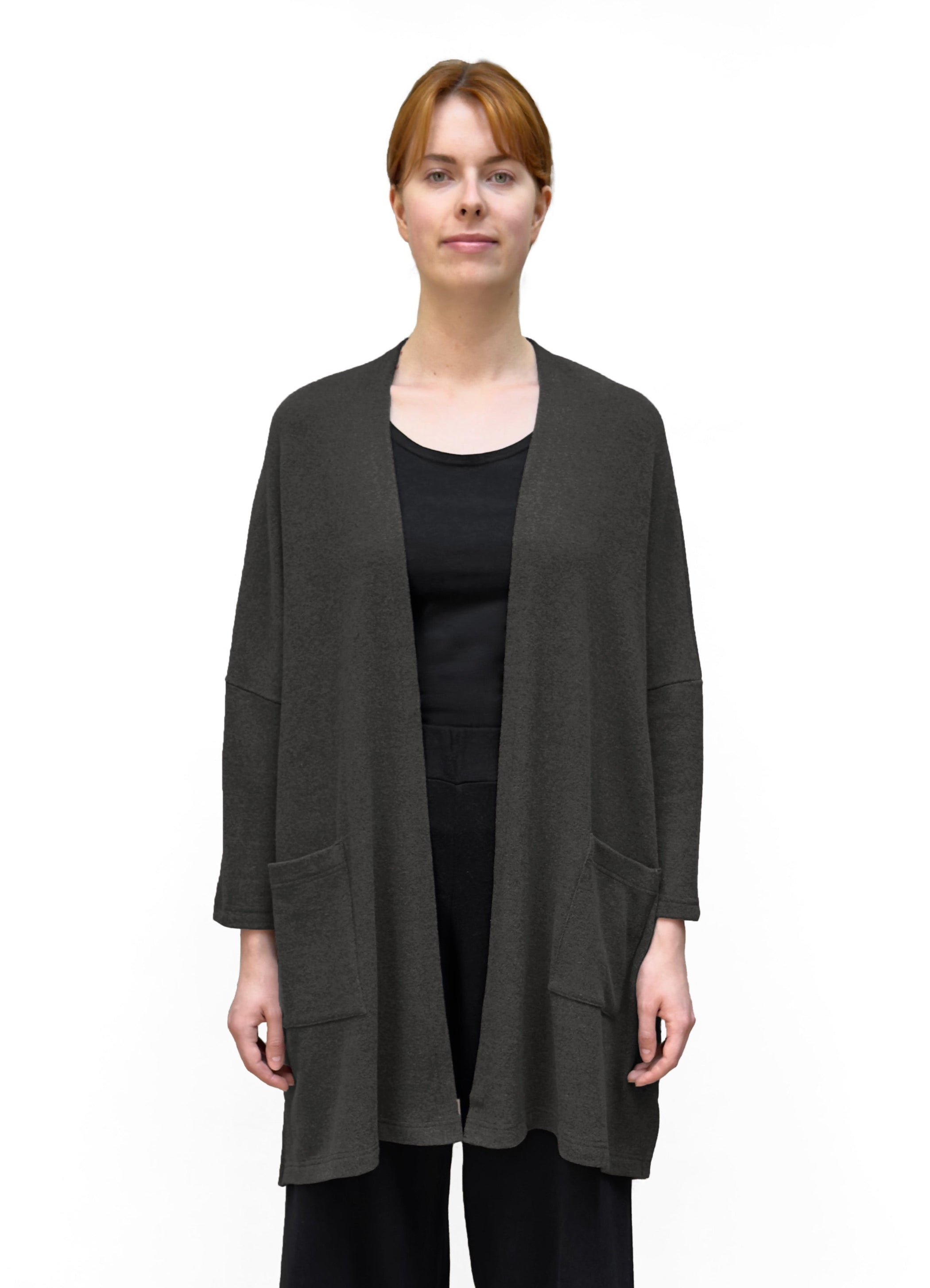MAMA B Cozy Knit Onesize Open Cardigan in Speckled Anthracite