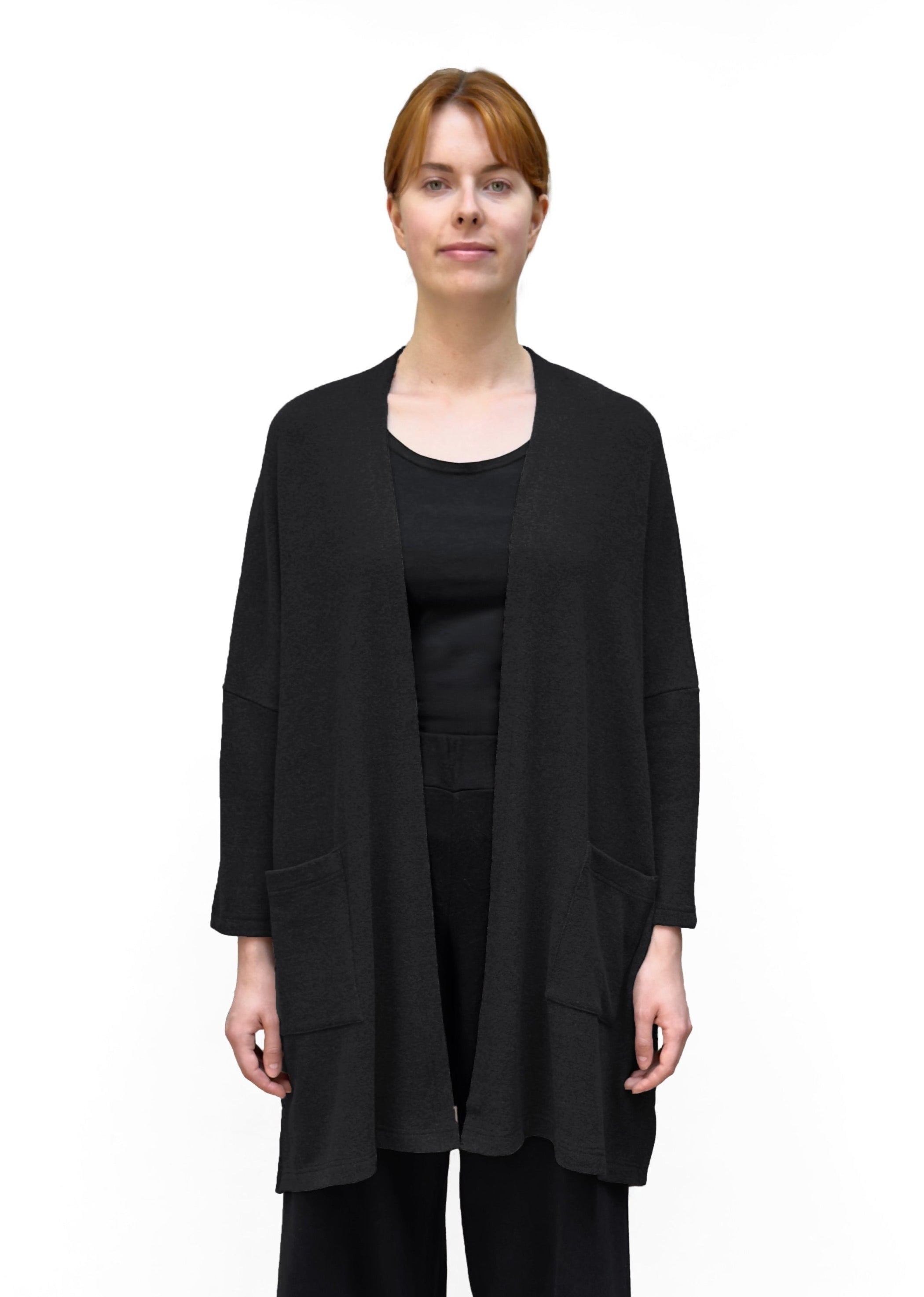 MAMA B Cozy Knit Onesize Open Cardigan in Black