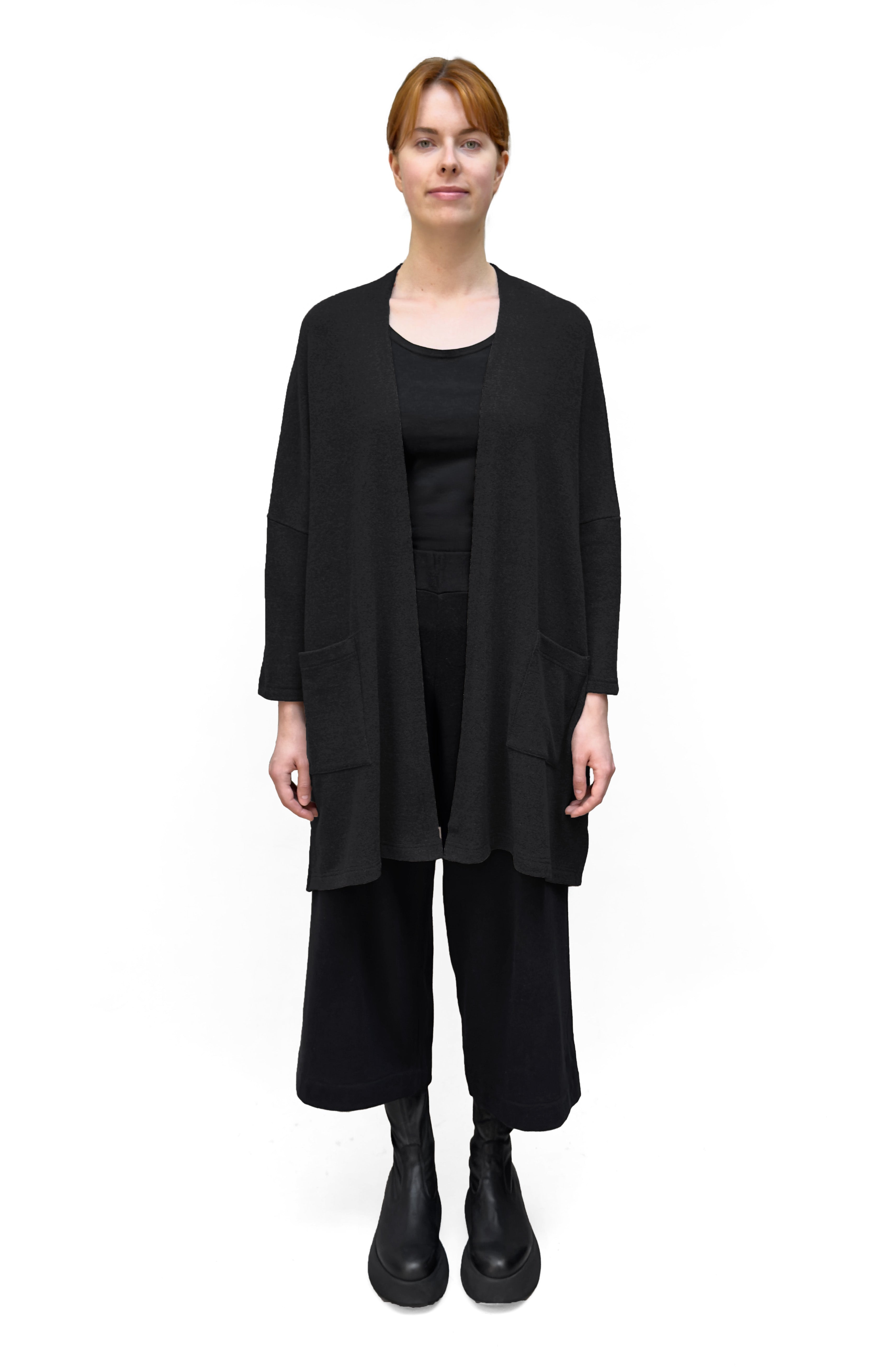 MAMA B Cozy Knit Onesize Open Cardigan in Black