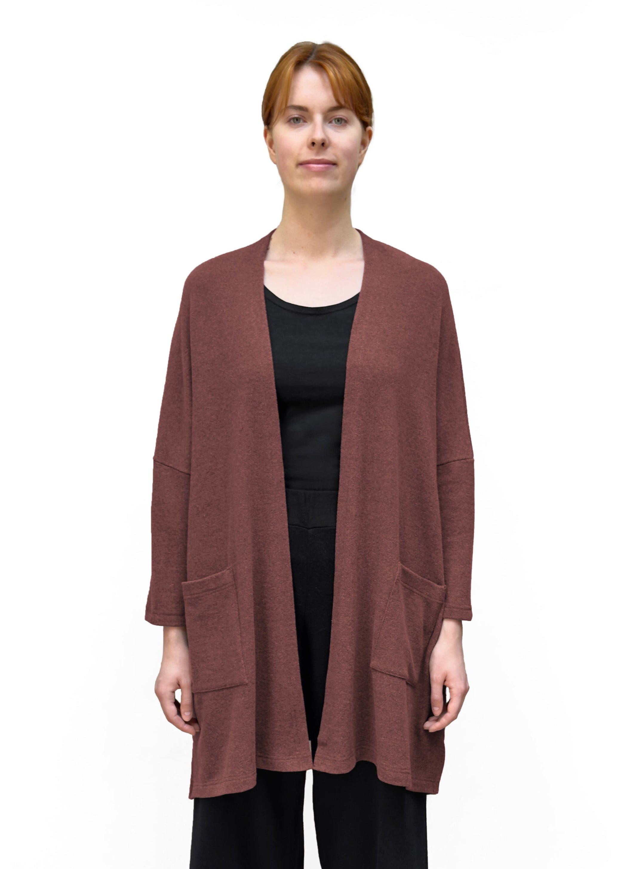 MAMA B Cozy Knit Onesize Open Cardigan in Dusky Pink