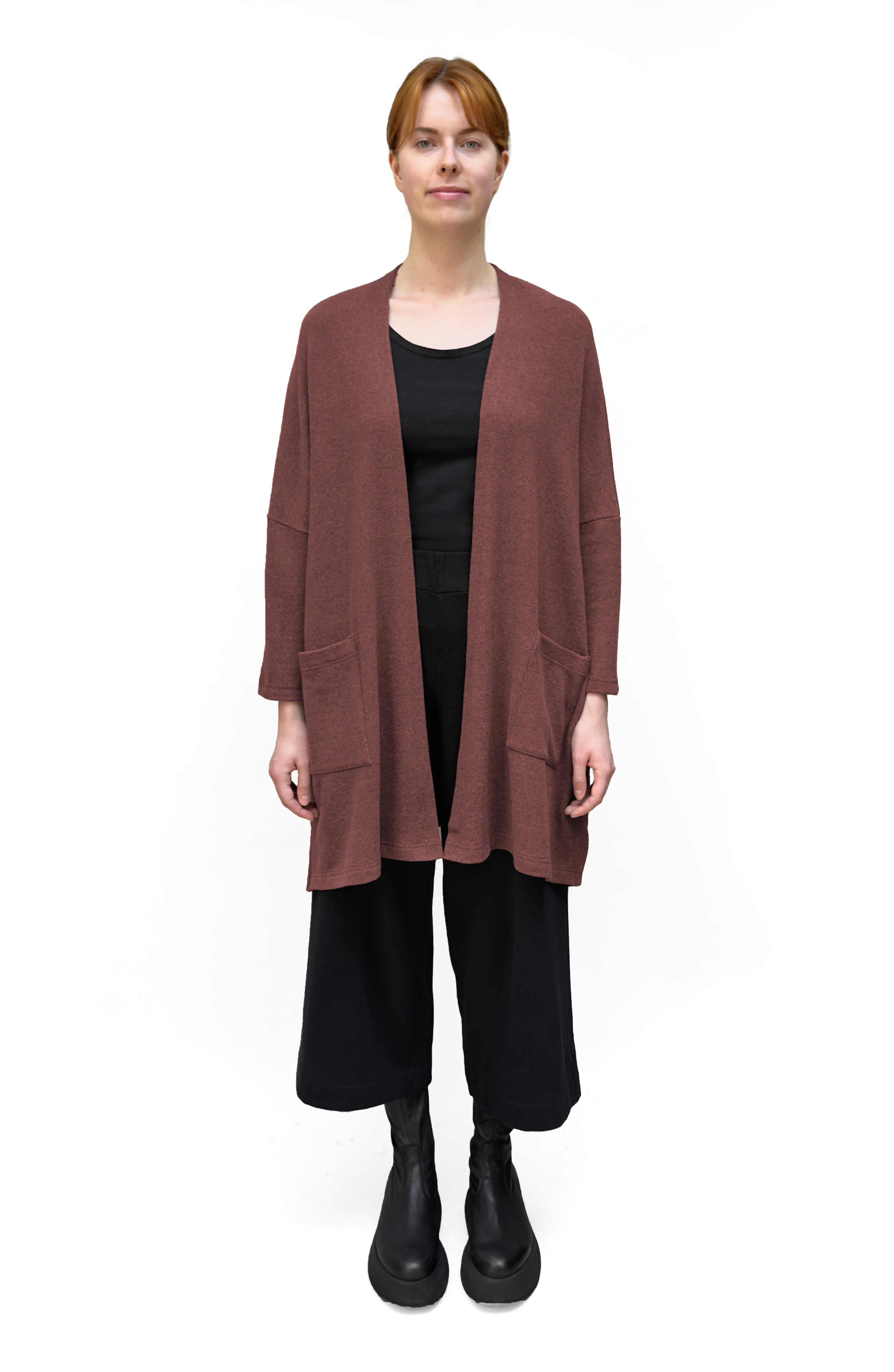 MAMA B Cozy Knit Onesize Open Cardigan in Dusky Pink