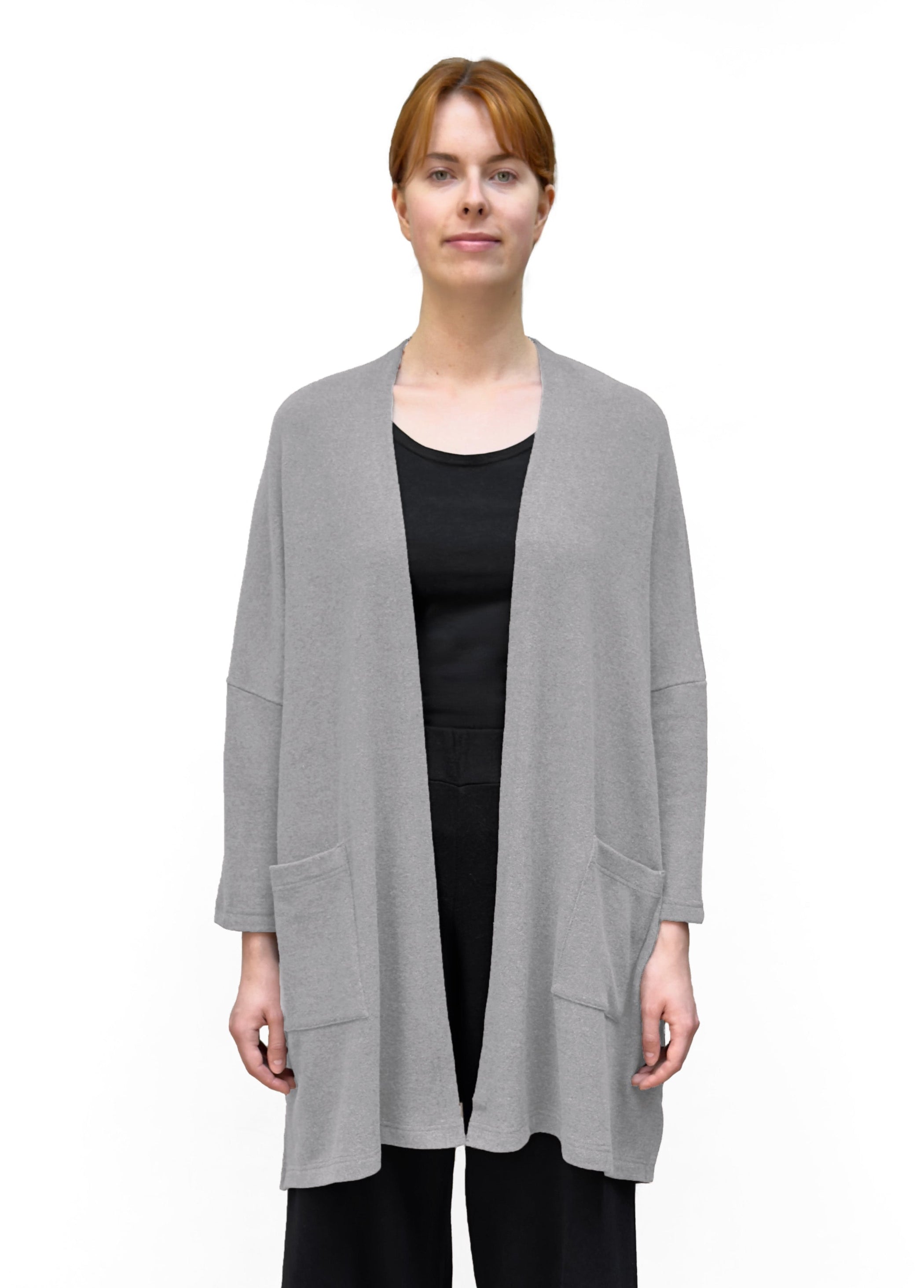 MAMA B Cozy Knit Onesize Open Cardigan in Fog