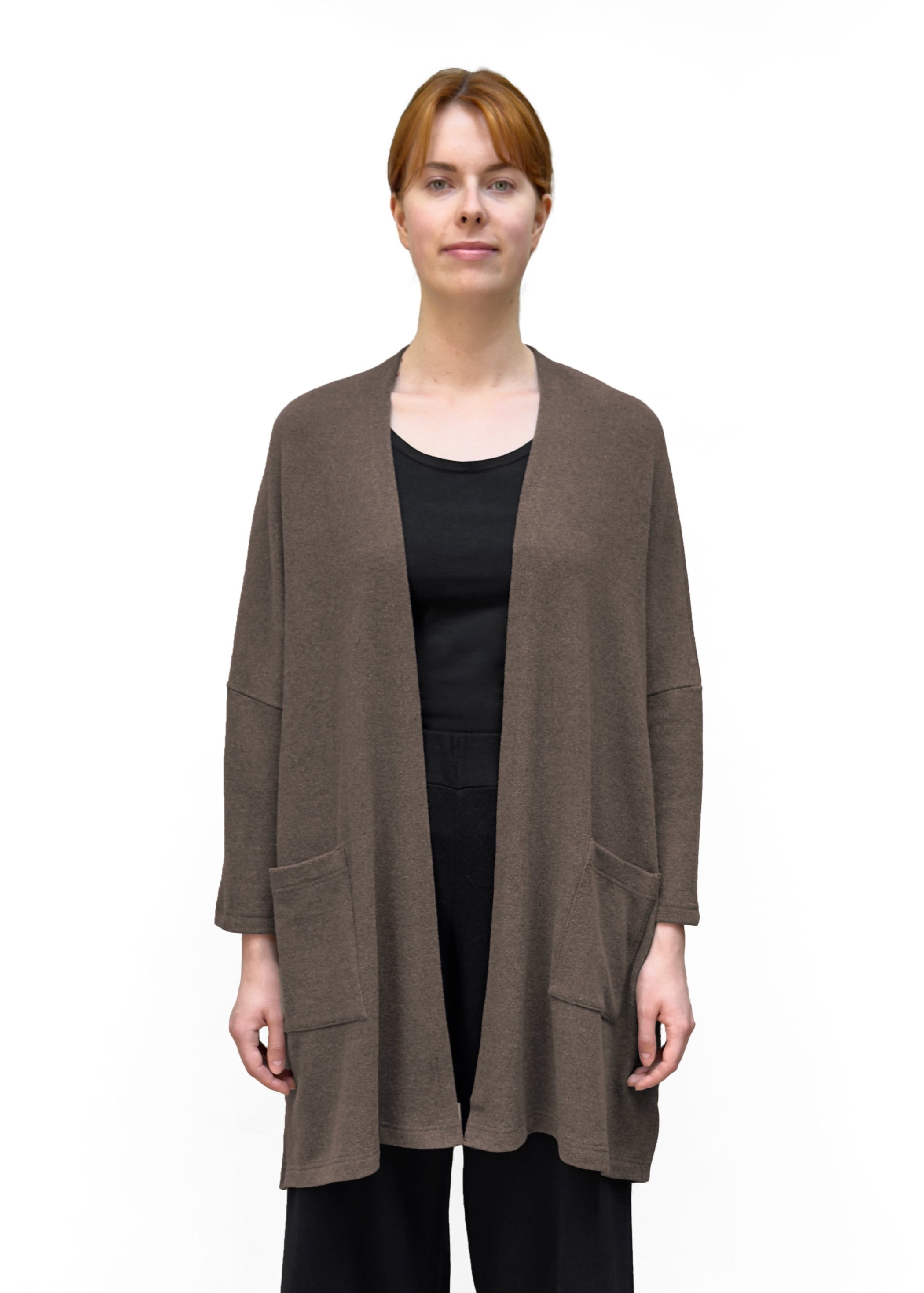 MAMA B Cozy Knit Onesize Open Cardigan in Speckled Earthy