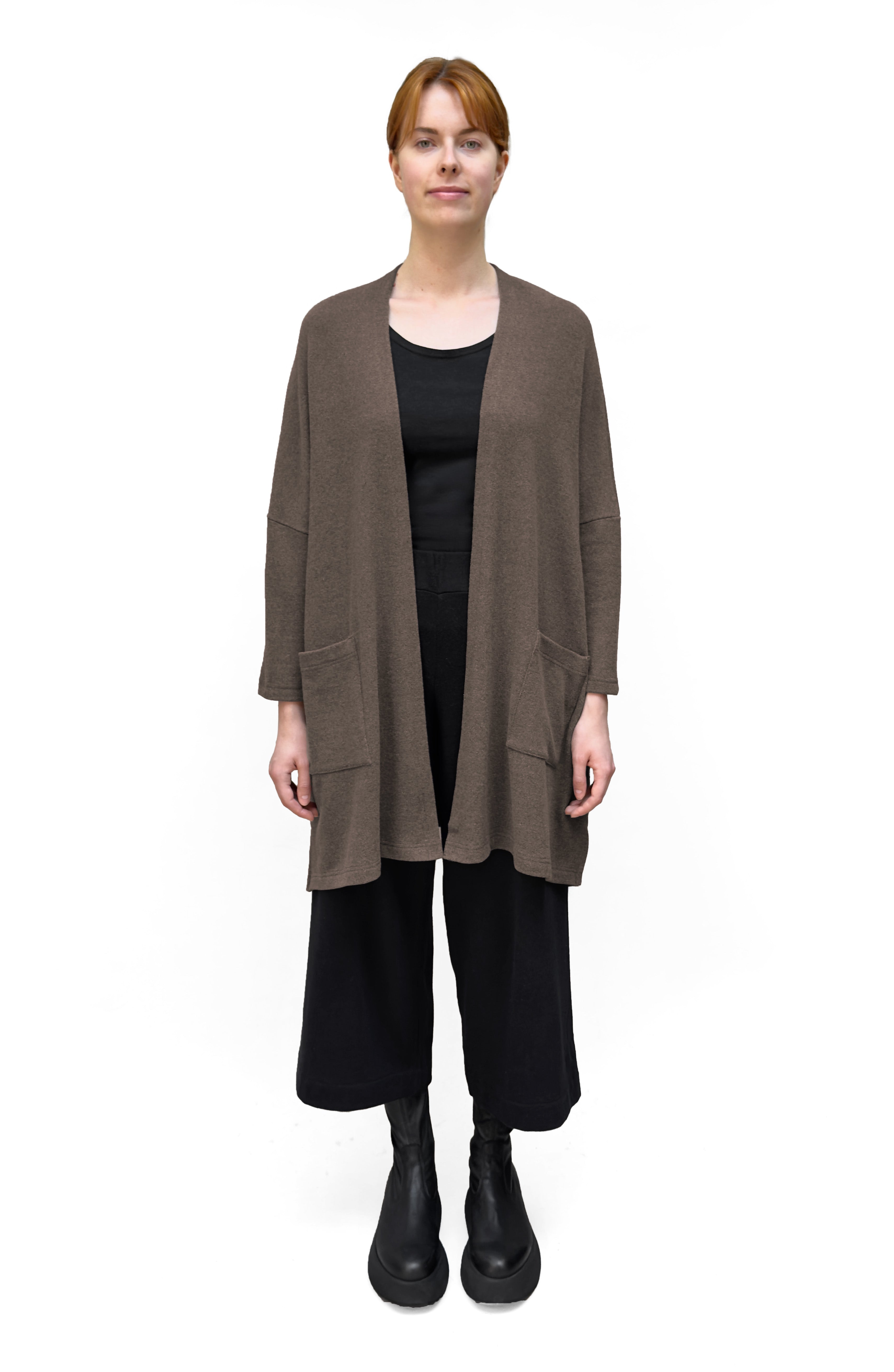 MAMA B Cozy Knit Onesize Open Cardigan in Speckled Earthy