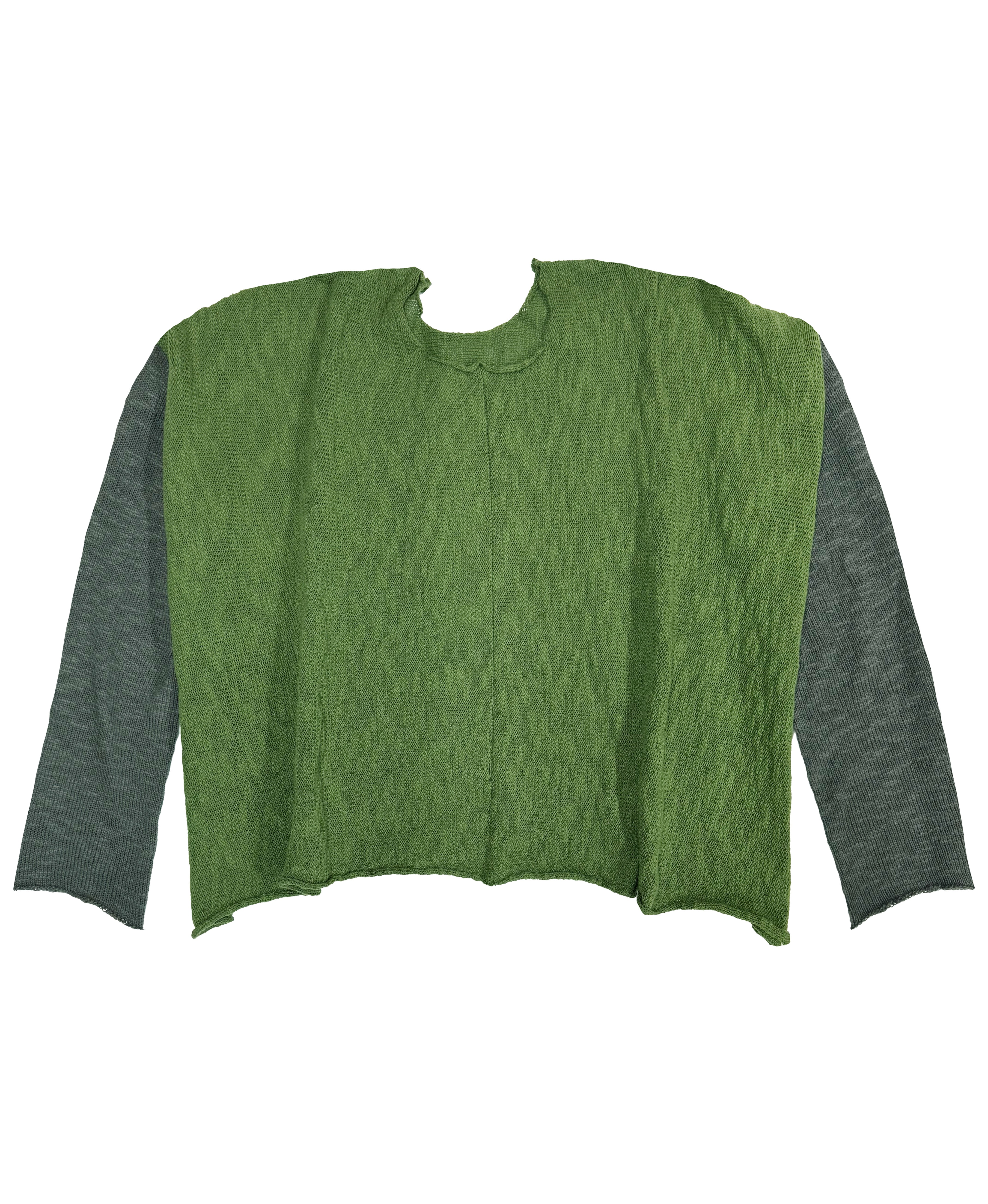 PAPER TEMPLES Boxy Sweater  - Green and Charcoal Sleeves