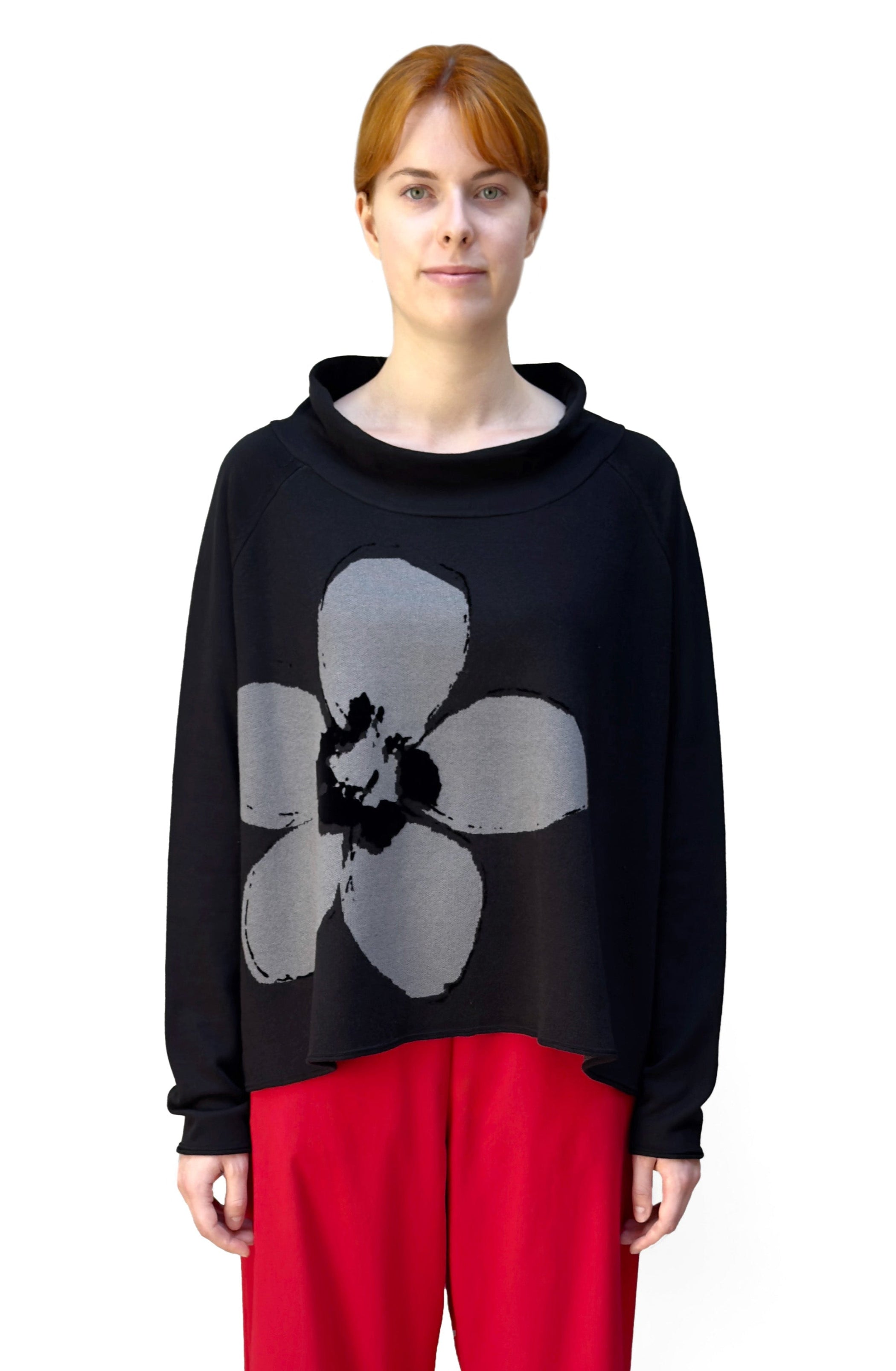 RUNDHOLZ BLACK LABEL Soft Cowl Pullover in Black Jacquard