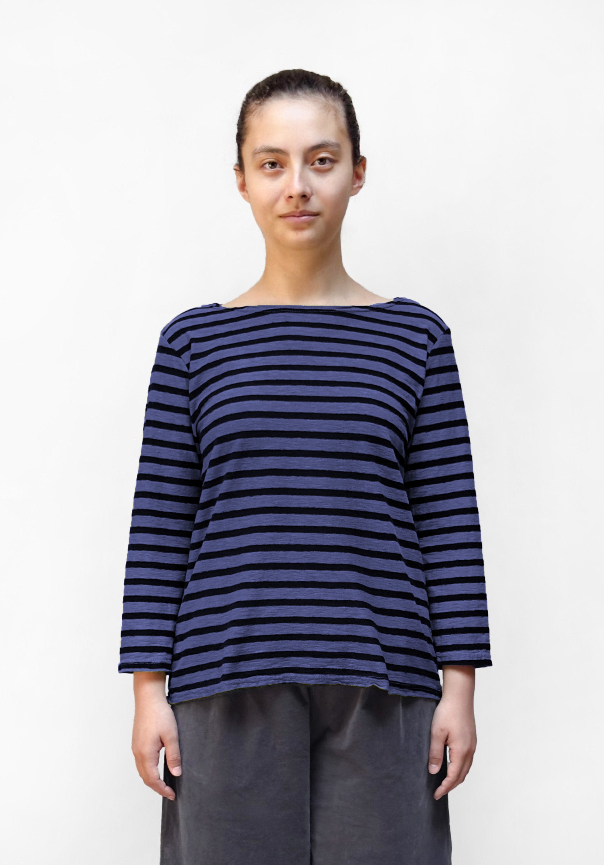 MOTION Boatneck 3/4 Sleeve Striped Tee - Various Colours