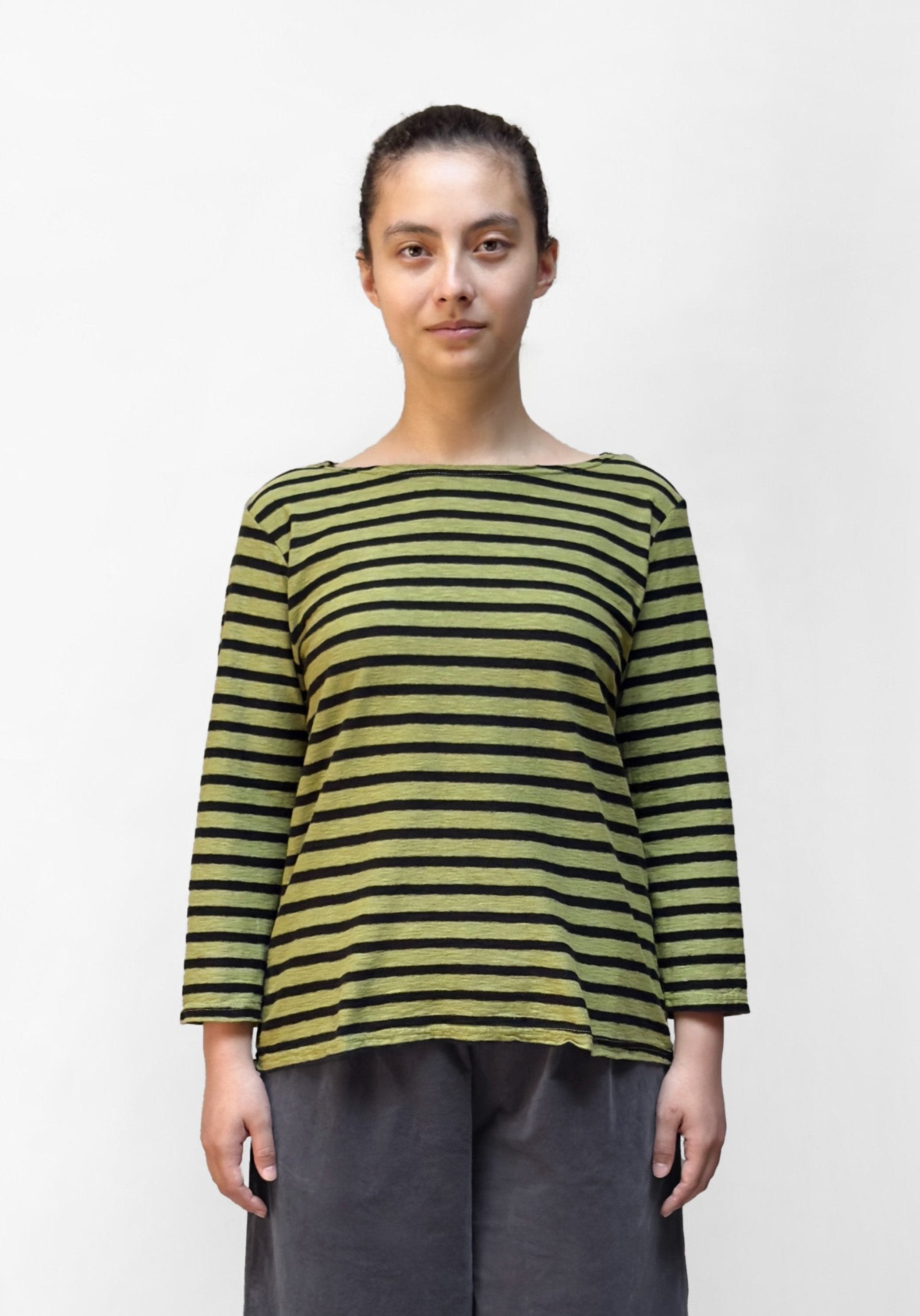 MOTION Boatneck 3/4 Sleeve Striped Tee - Various Colours