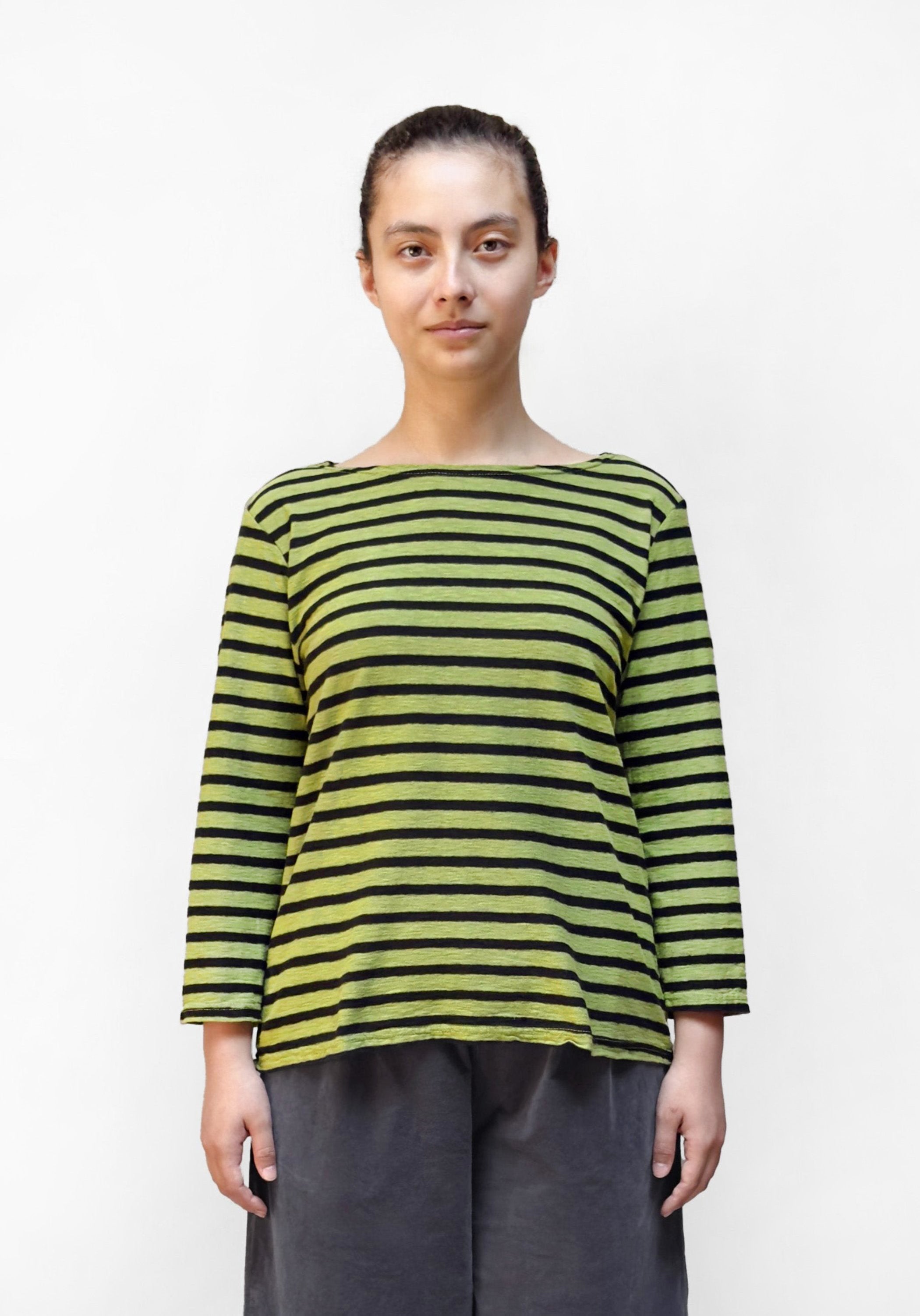 MOTION Boatneck 3/4 Sleeve Striped Tee - Various Colours