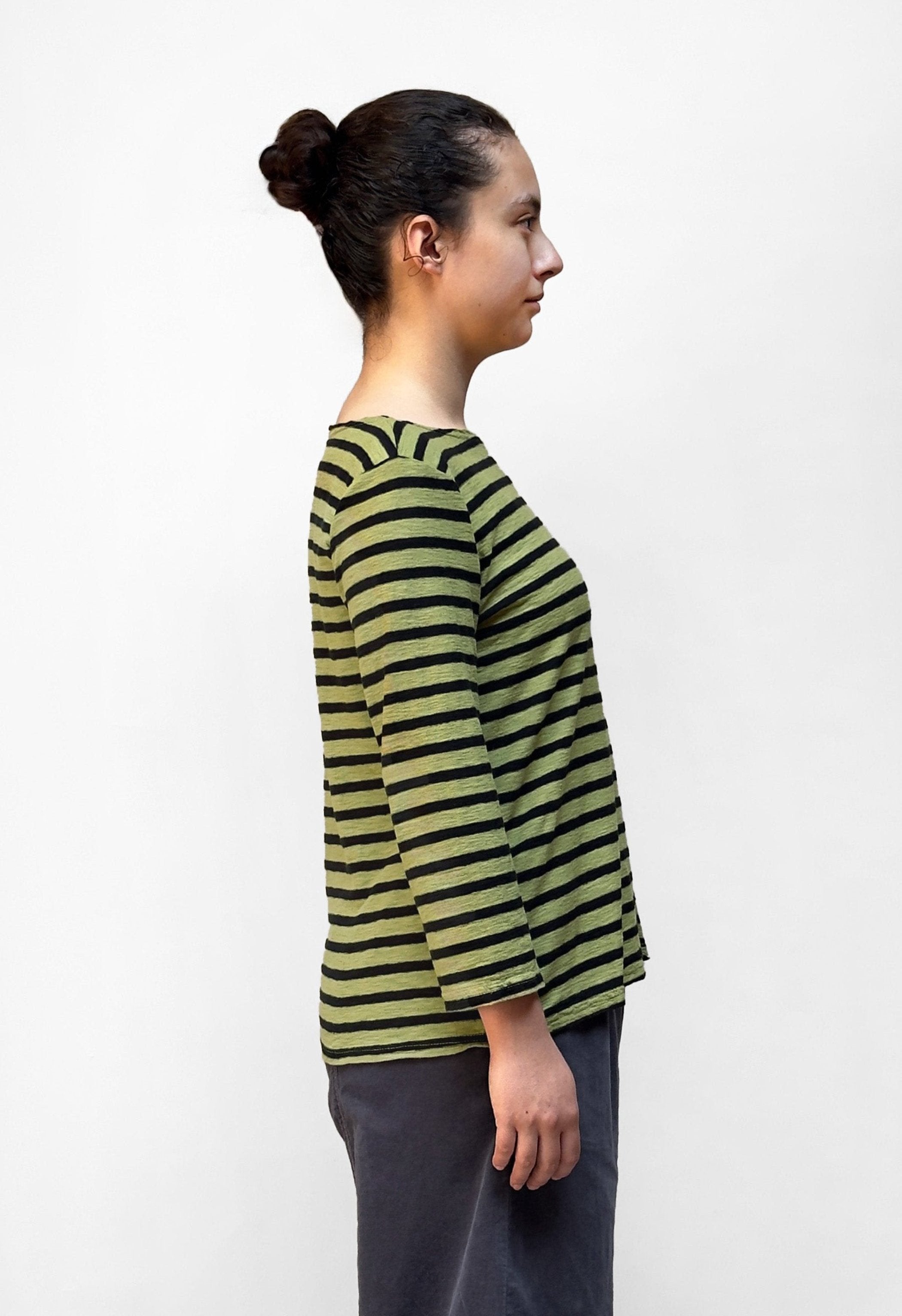 MOTION Boatneck 3/4 Sleeve Striped Tee - Various Colours