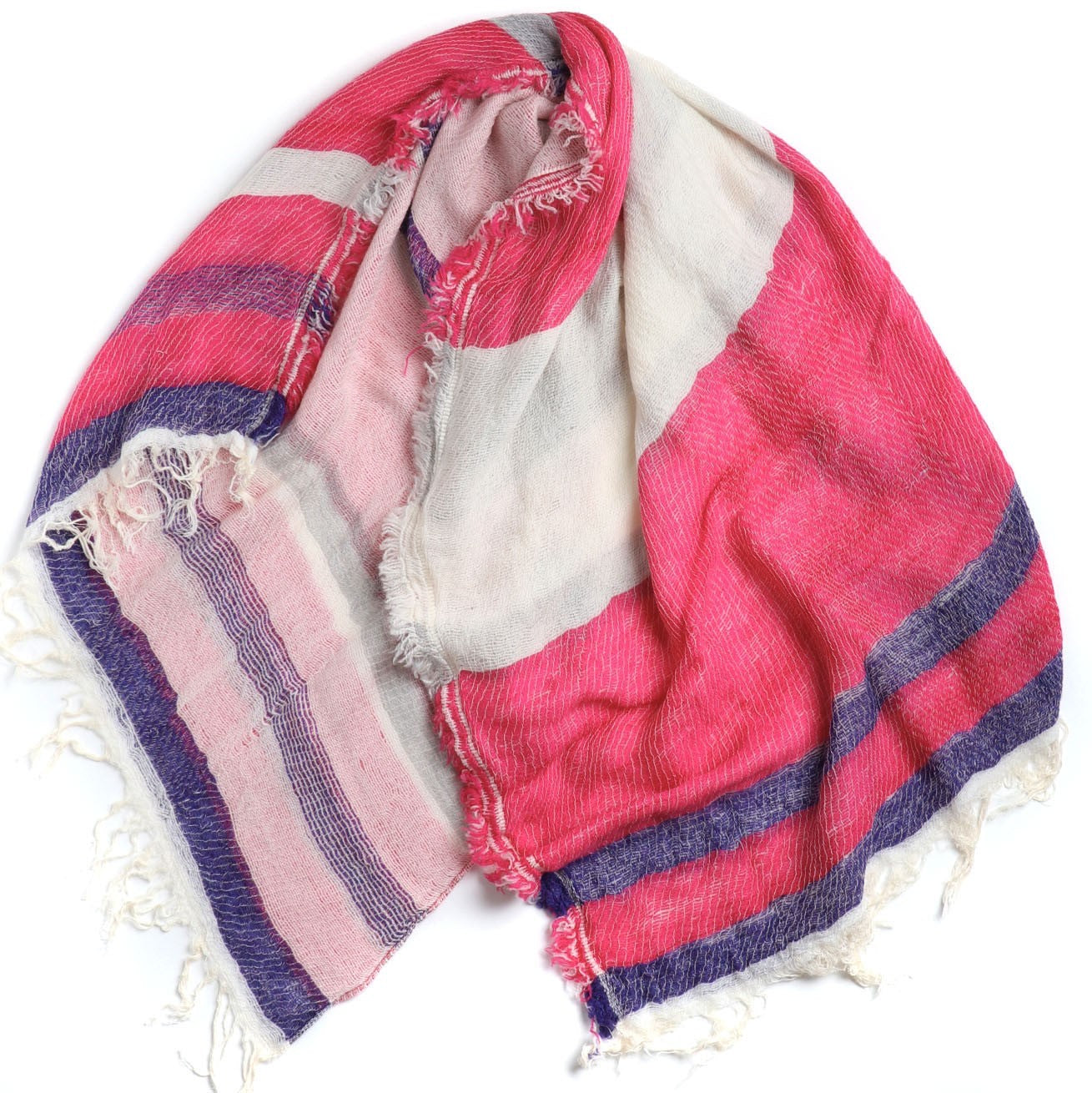 TAMAKI NIIME Small Wool/Cotton Woven Scarf - #02 Cotton Candy