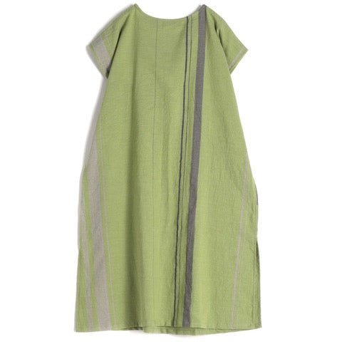 TAMAKI NIIME Shorter Length Cotton Cap Sleeve Round Neck Dress - Sour Apple