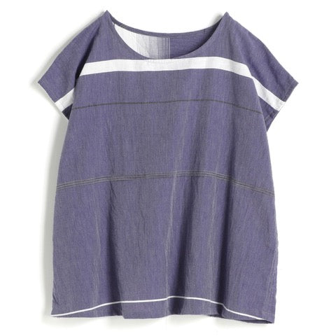 Tamaki Niime Striped Cap Sleeve Top - Soft Lavender