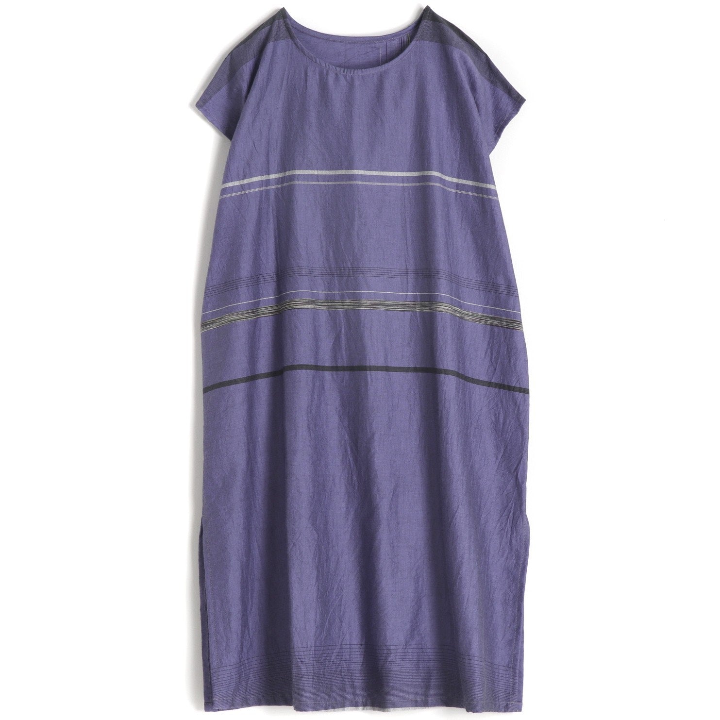 TAMAKI NIIME Shorter Length Cotton Cap Sleeve Round Neck Dress - Wisteria Delight