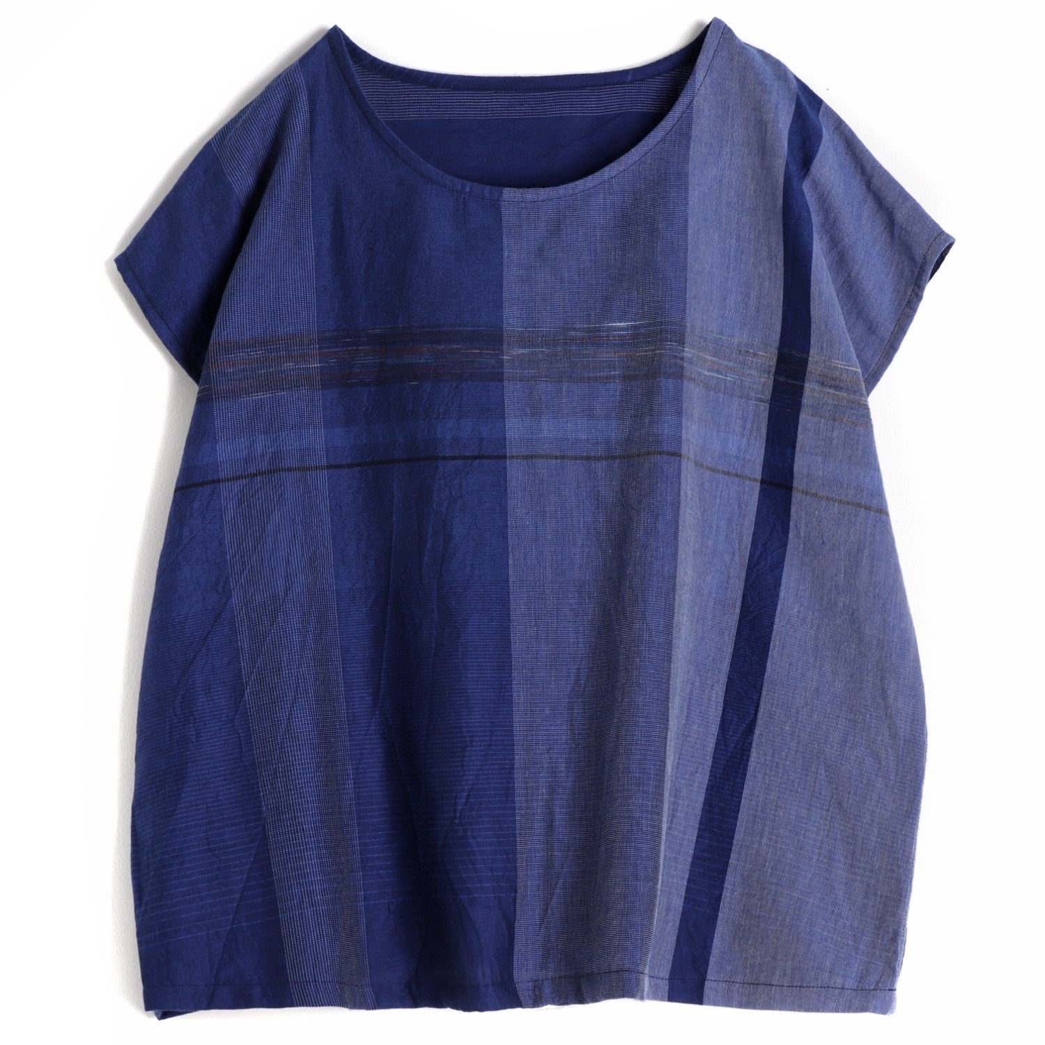 Tamaki Niime Striped Cap Sleeve Top - Blue Galaxy