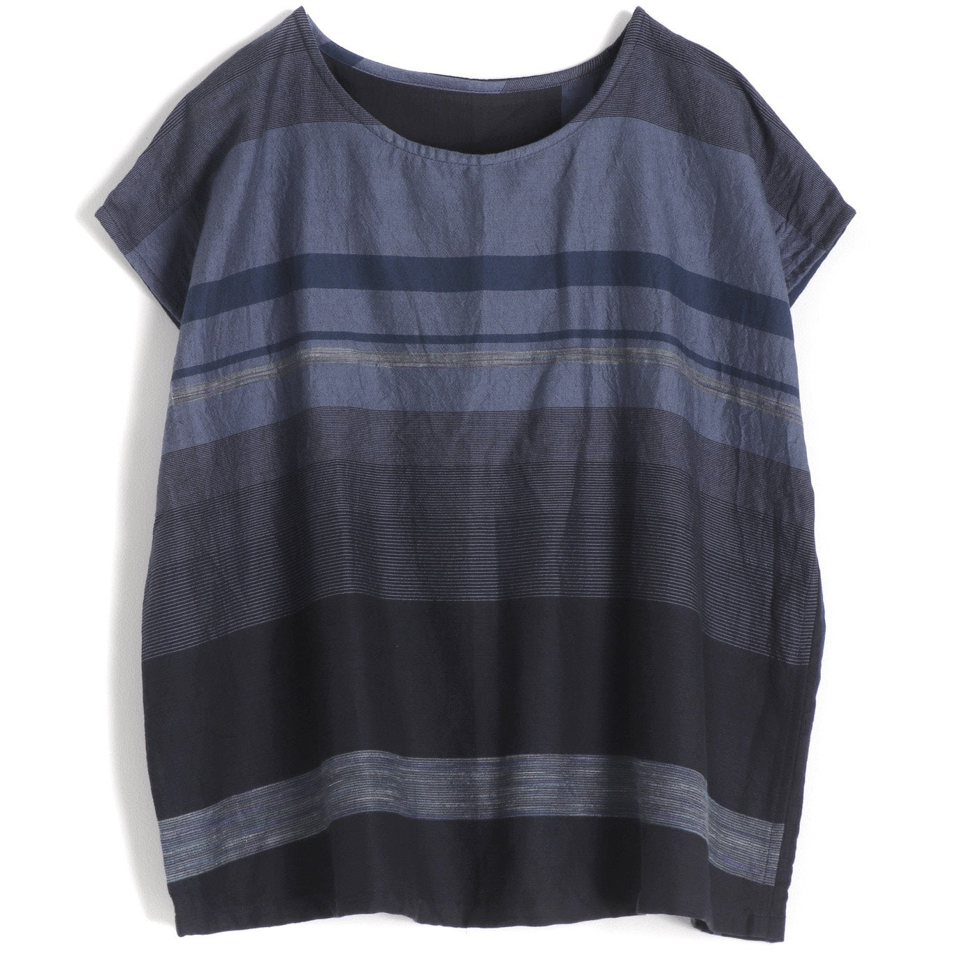 Tamaki Niime Striped Cap Sleeve Top - Silent Waves