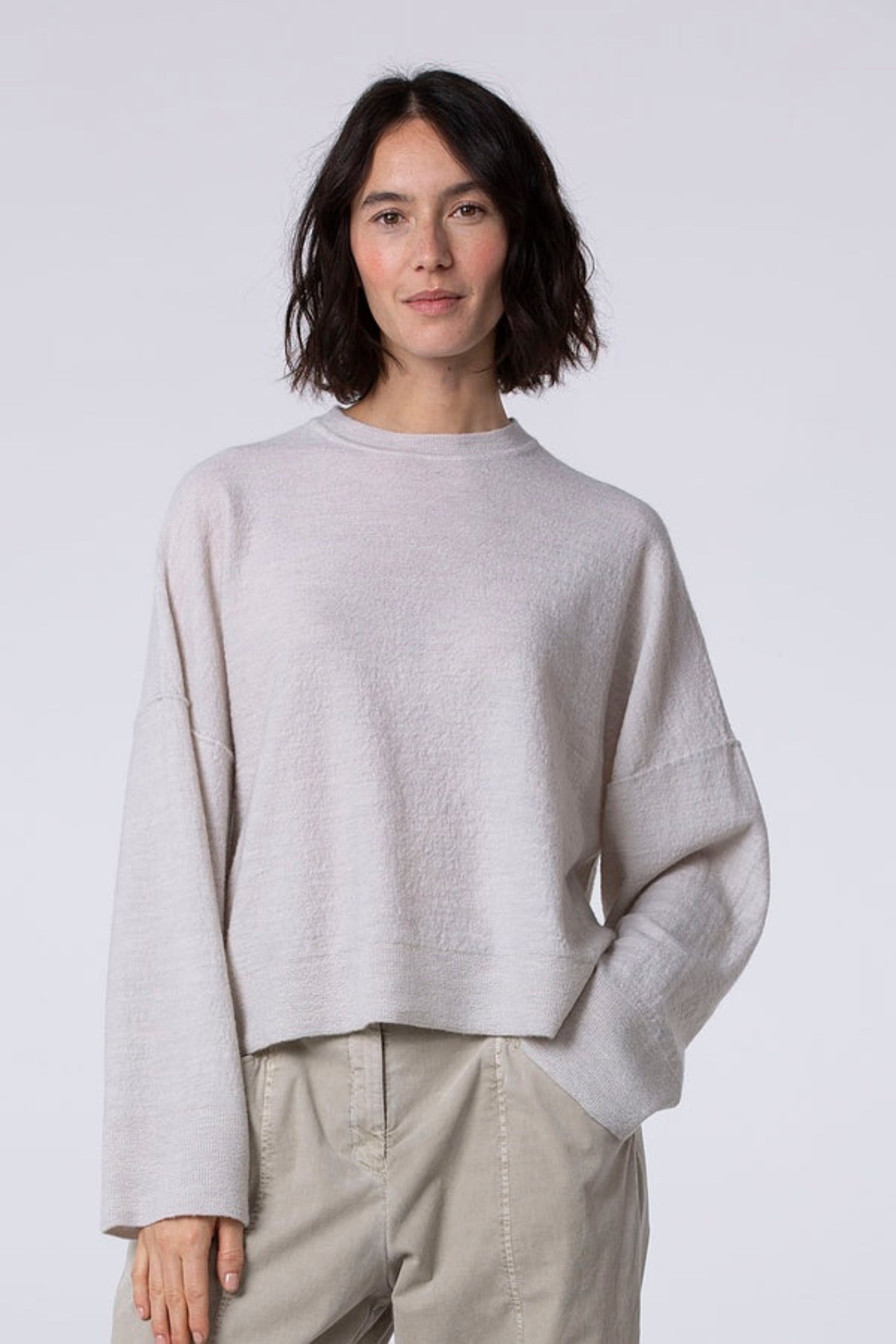 OSKA Boxy Wool Pullover in Ecru