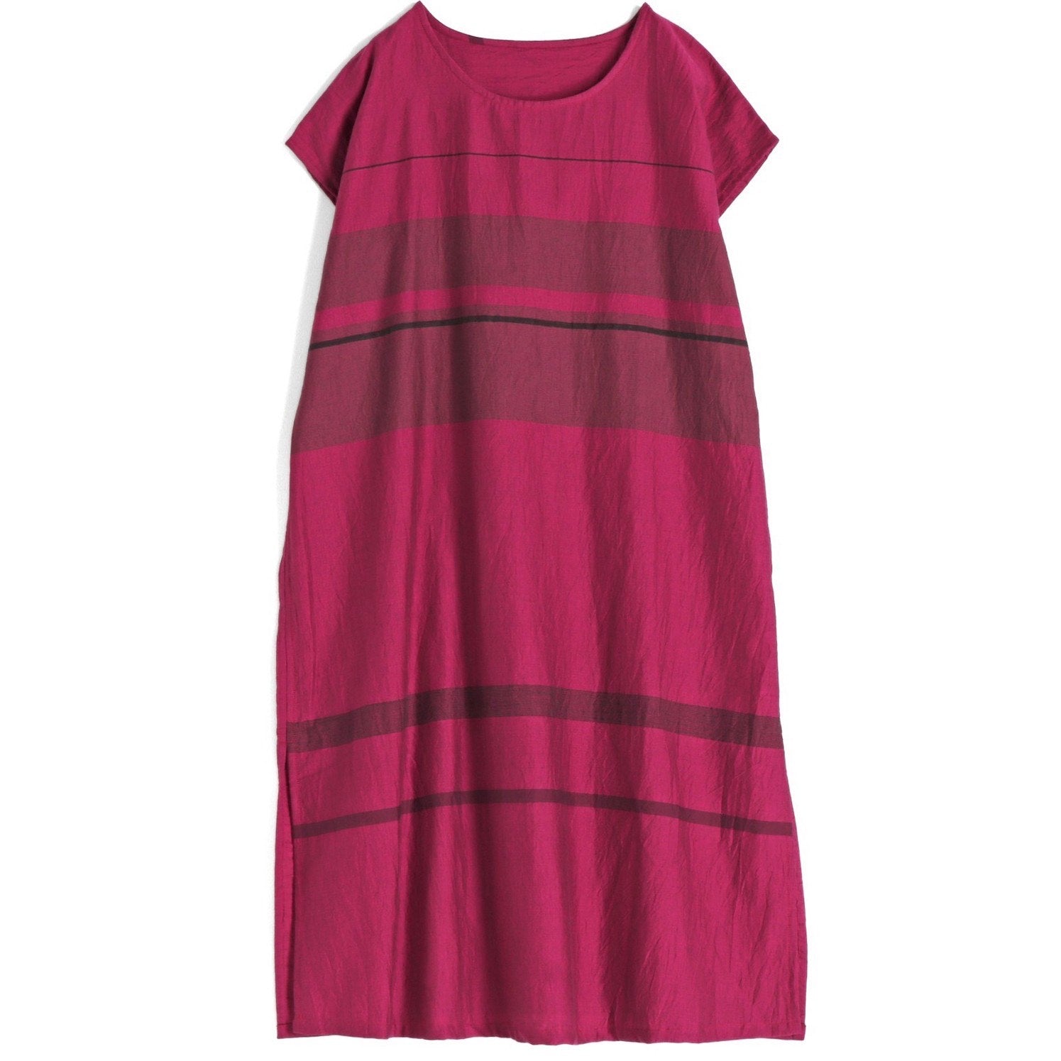 TAMAKI NIIME Shorter Length Cotton Cap Sleeve Round Neck Dress - Rosy Radiance