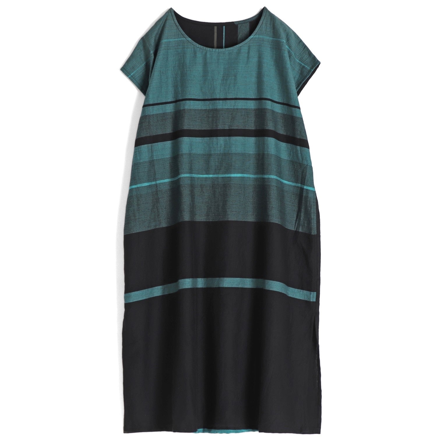 TAMAKI NIIME Shorter Length Cotton Cap Sleeve Round Neck Dress - Striped Gem
