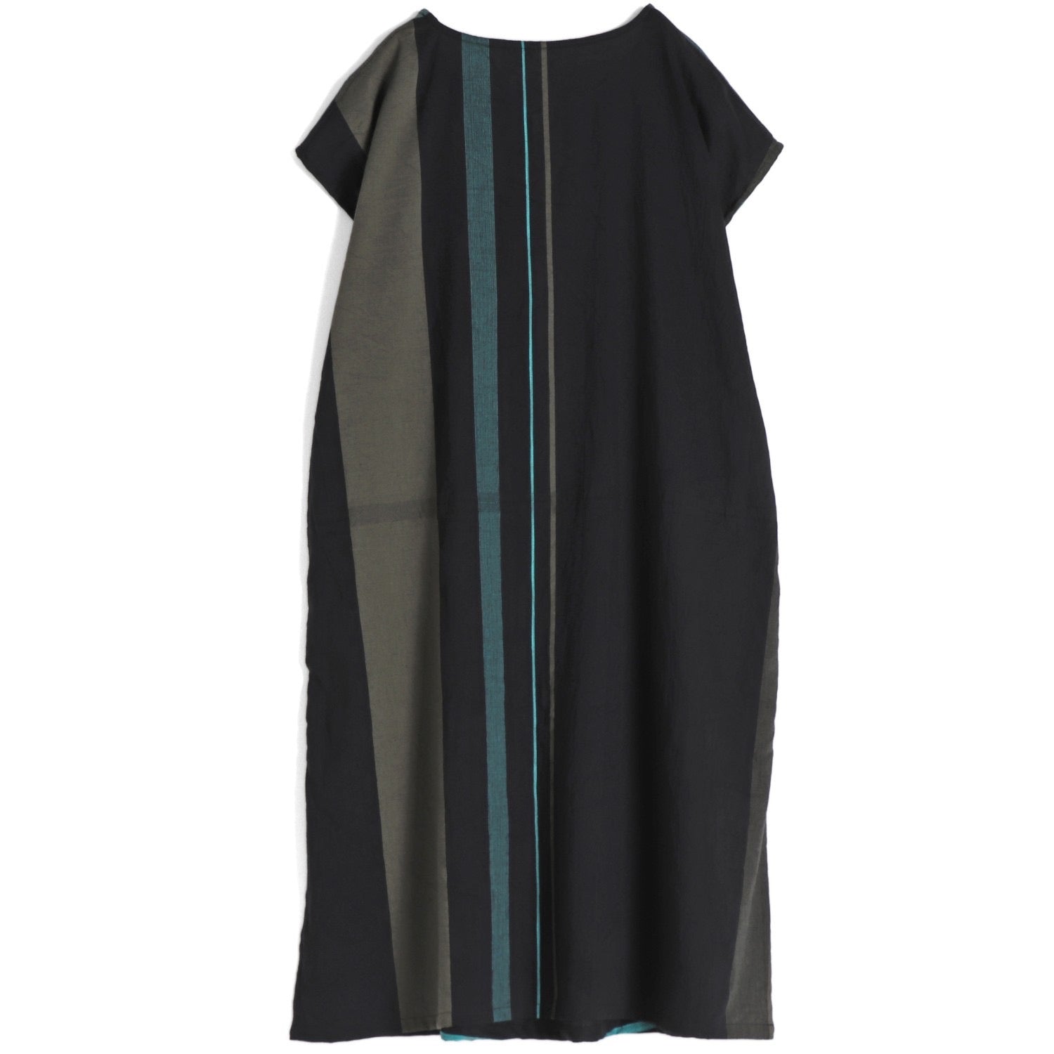 TAMAKI NIIME Shorter Length Cotton Cap Sleeve Round Neck Dress - Striped Gem