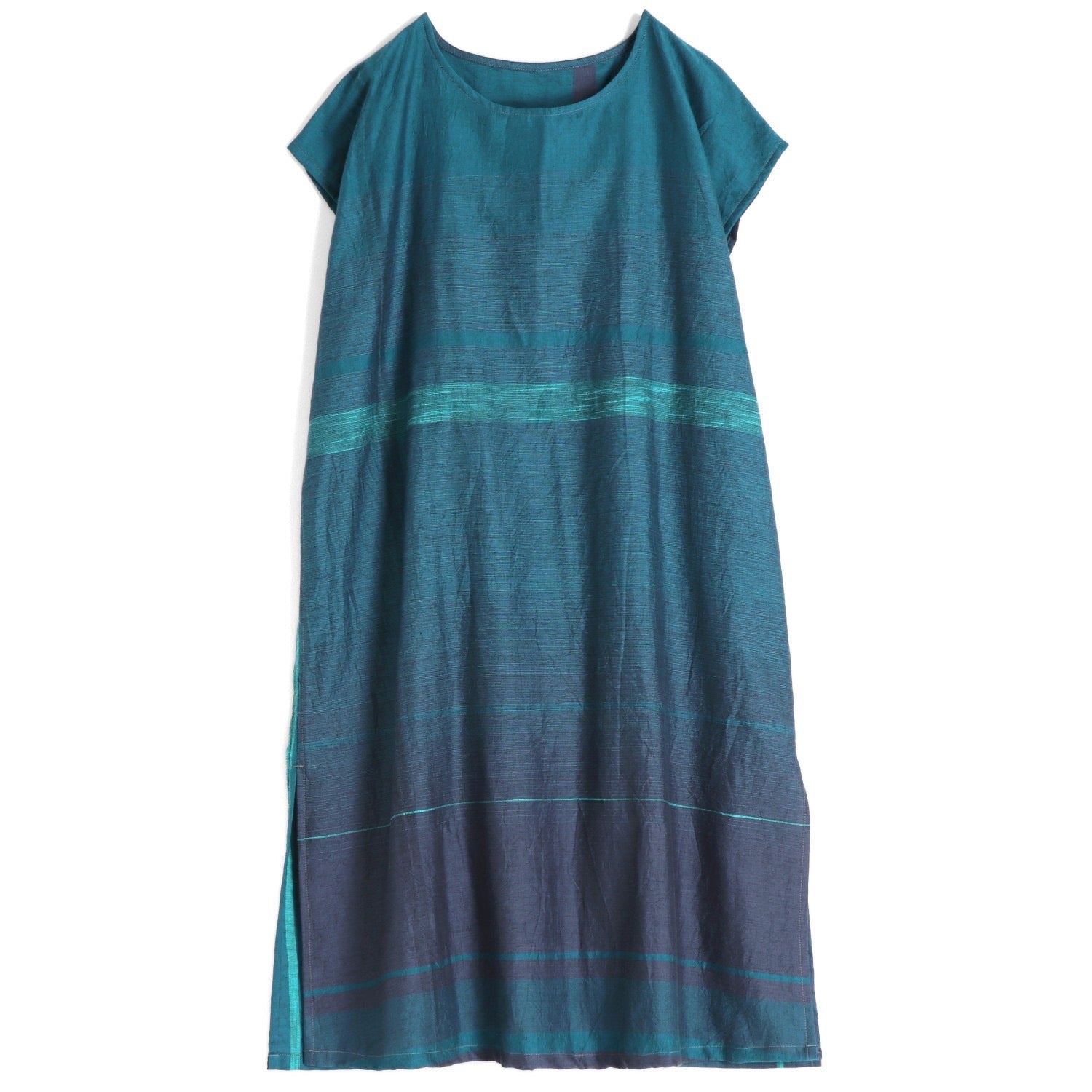 TAMAKI NIIME Shorter Length Cotton Cap Sleeve Round Neck Dress - Whispering Ocean