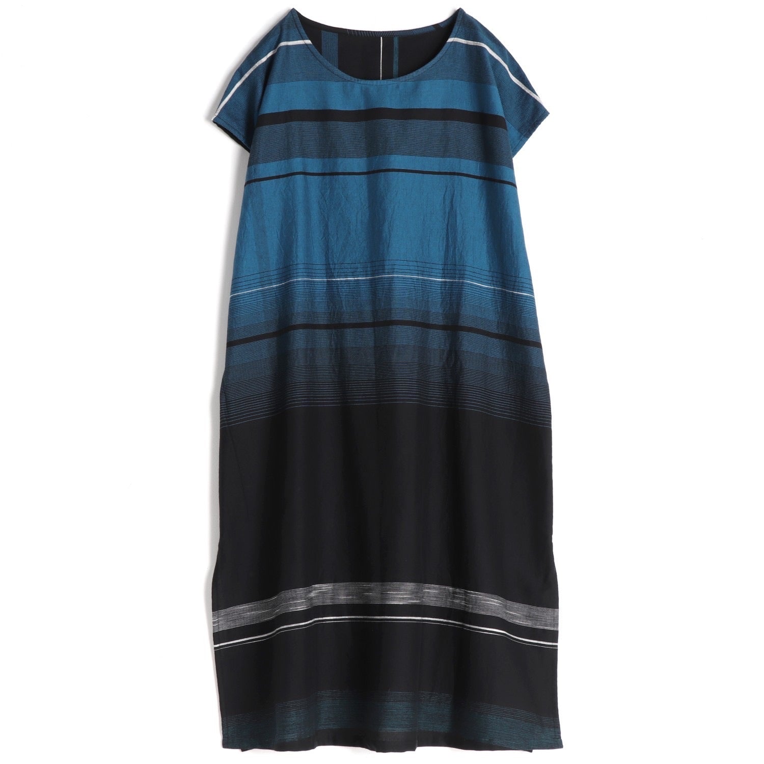 TAMAKI NIIME Shorter Length Cotton Cap Sleeve Round Neck Dress - Blue Abyss