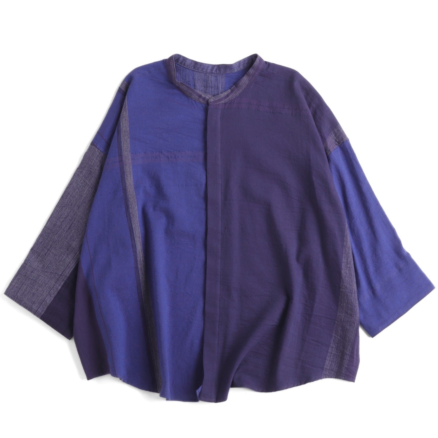 Tamaki Niime Mandarin Collared Shirt - Purple Party