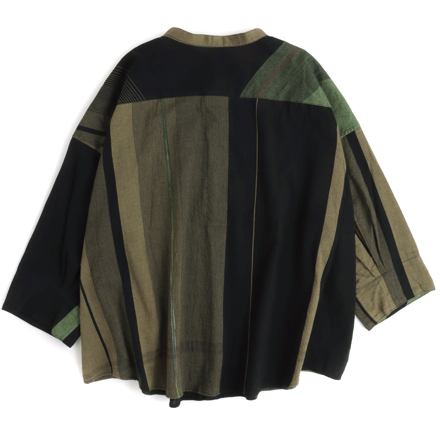 Tamaki Niime Mandarin Collared Shirt - Green Shadows