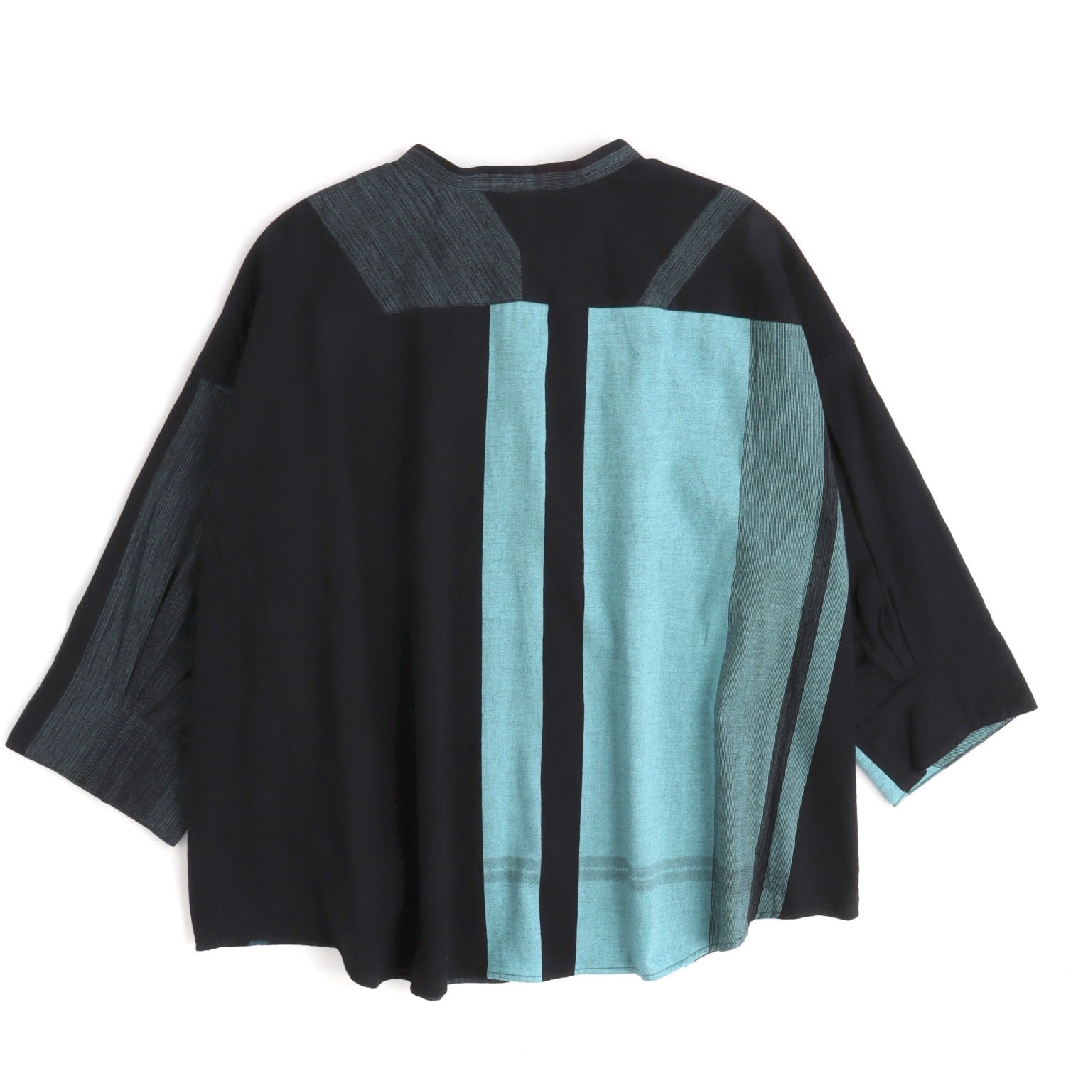 Tamaki Niime Mandarin Collared Shirt - Dark Waves