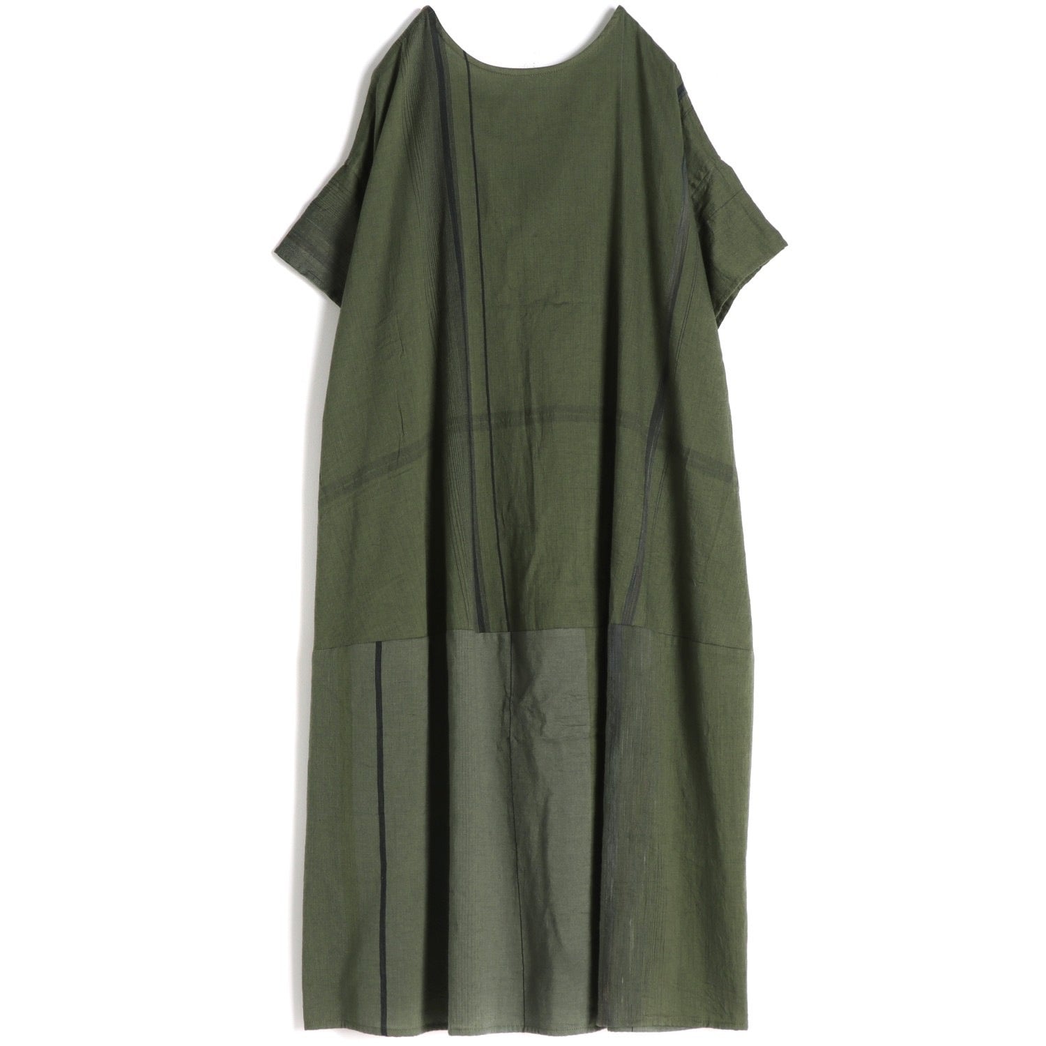 TAMAKI NIIME Short Sleeved Pocket Dress - Khaki Breeze