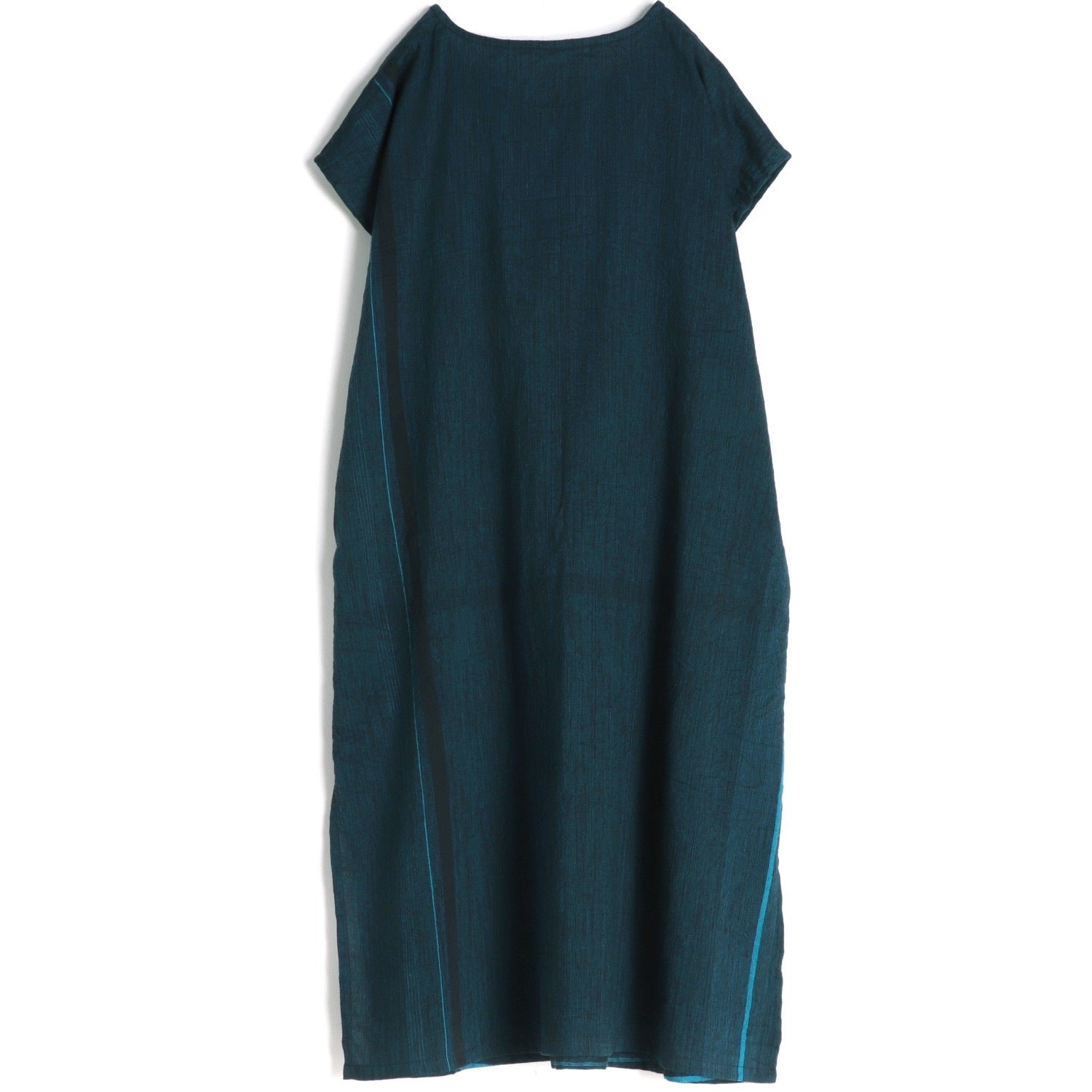 TAMAKI NIIME Shorter Length Cotton Cap Sleeve Round Neck Dress - Whispering Blues