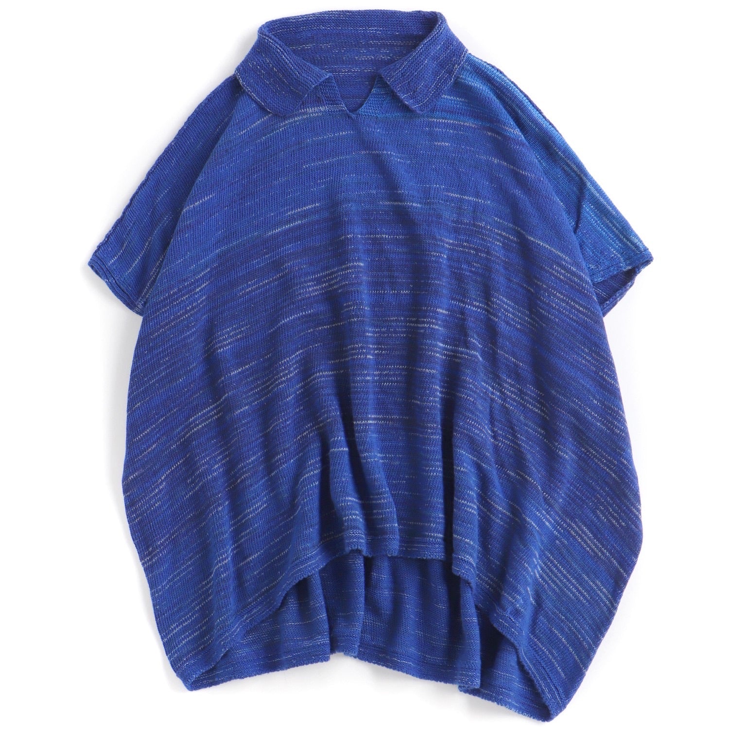 Tamaki Niime Relaxed Short Sleeve Knit Pullover - Cobalt Galaxy