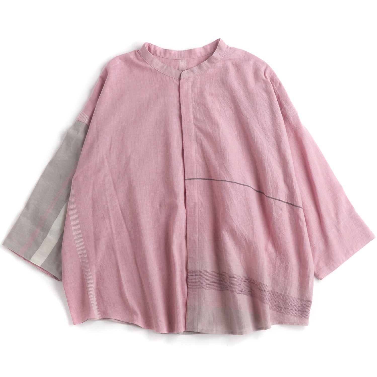 Tamaki Niime Mandarin Collared Shirt - Blushing Mist