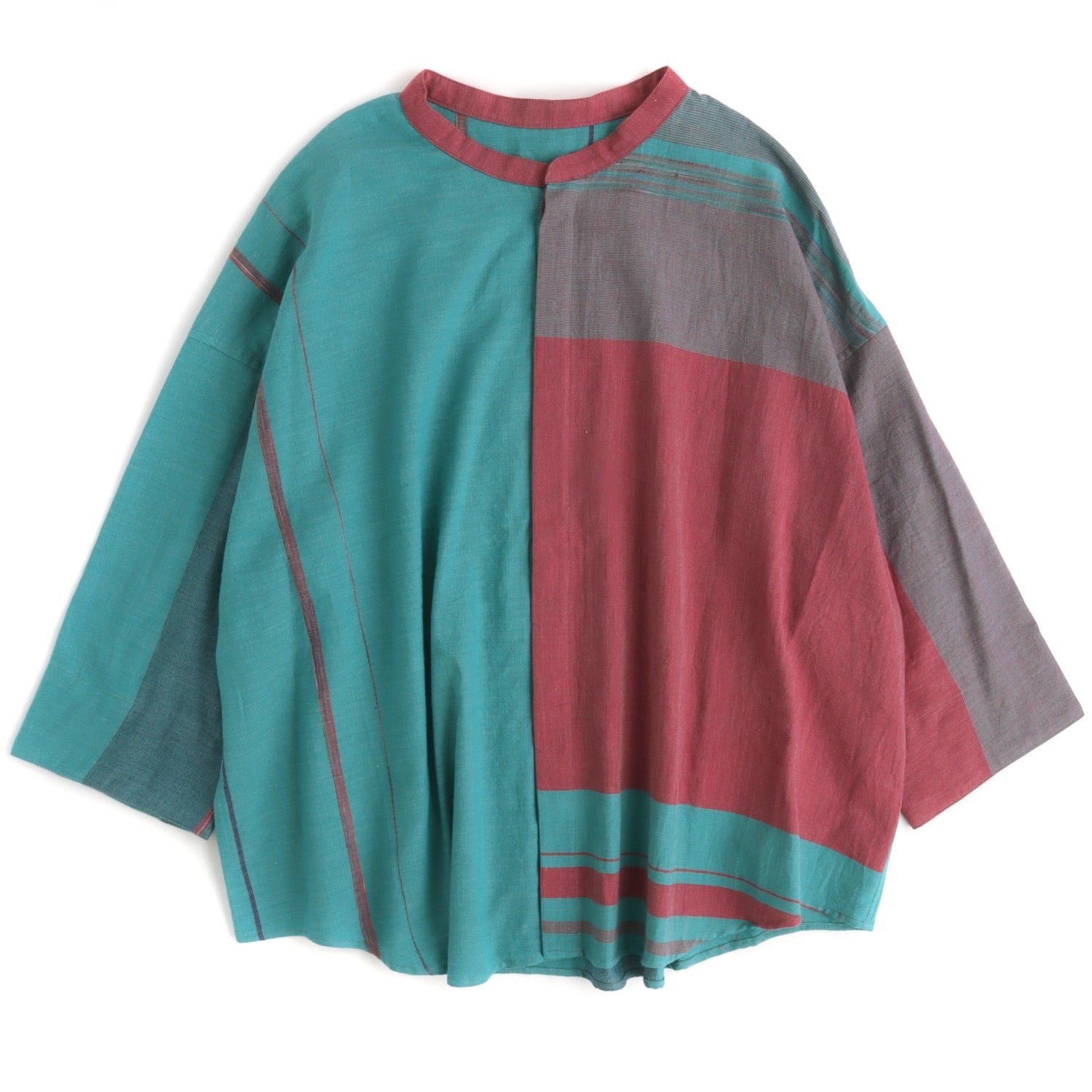 Tamaki Niime Mandarin Collared Shirt - Chaotic Watermelon
