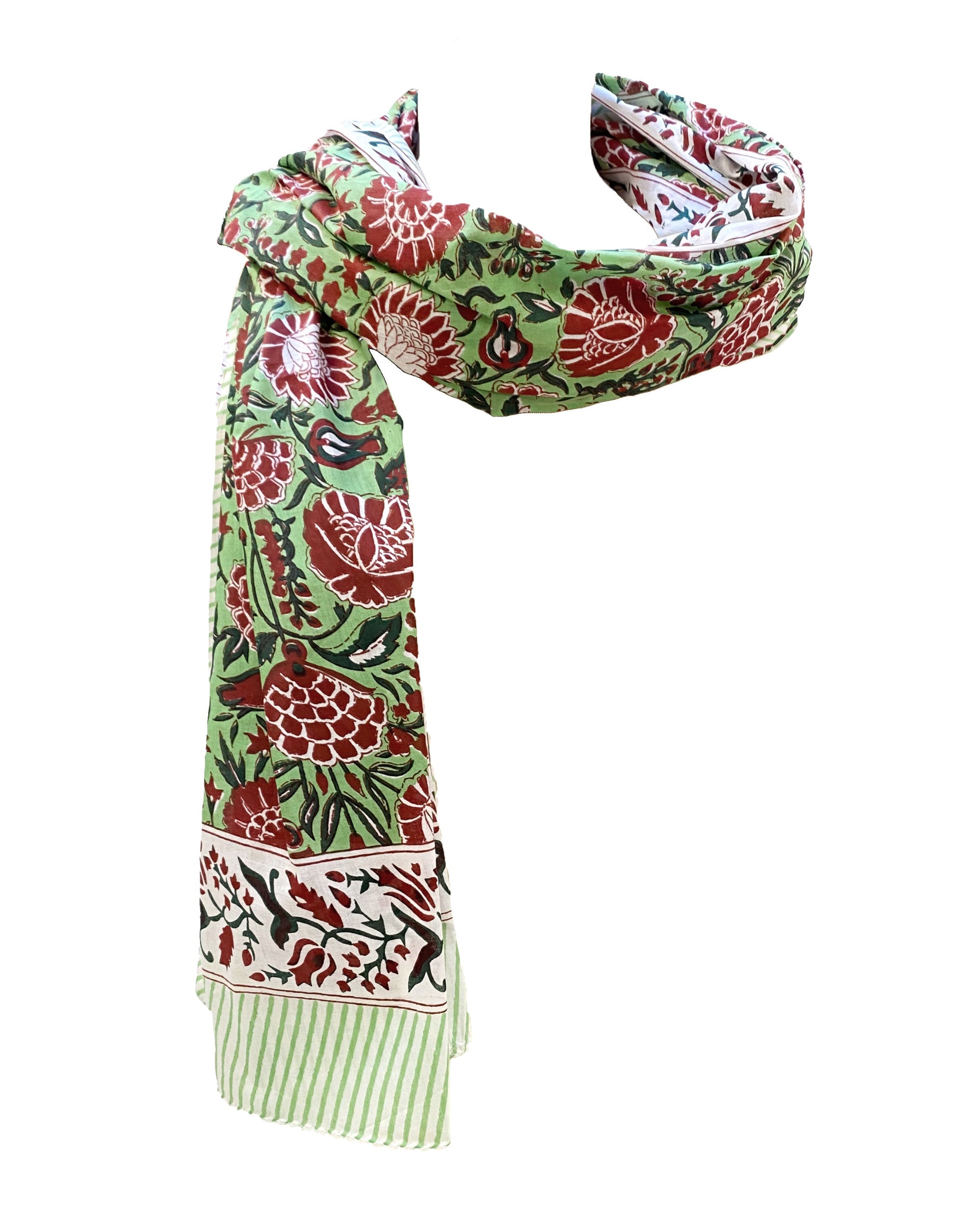 Cotton Block Printed Scarf - #09