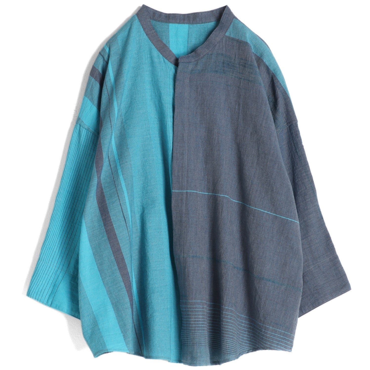 Tamaki Niime Mandarin Collared Shirt - Icy Falls